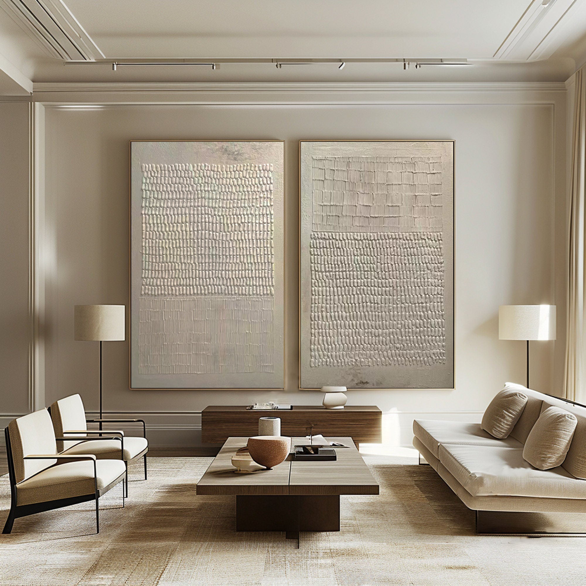 Beige & Brown Minimalist Painting Set Of 2 #BBS 016 - Image 7