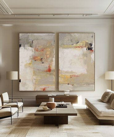 Beige & Brown Minimalist Painting Set Of 2 #BBS 014