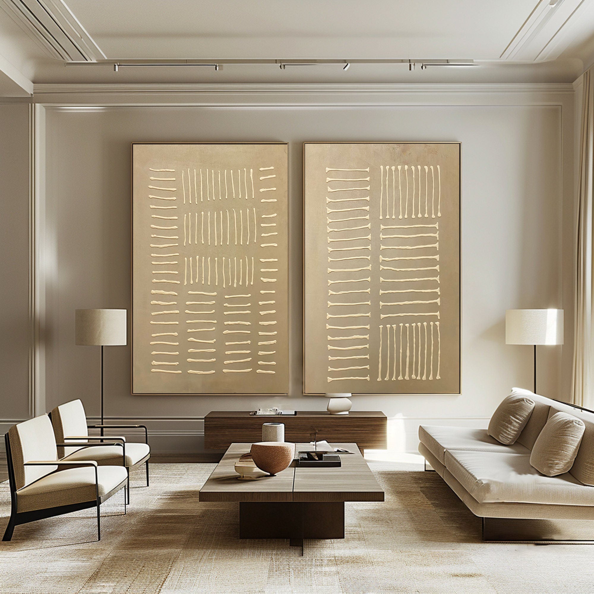 Beige & Brown Minimalist Painting Set Of 2 #BBS 023 - Image 7