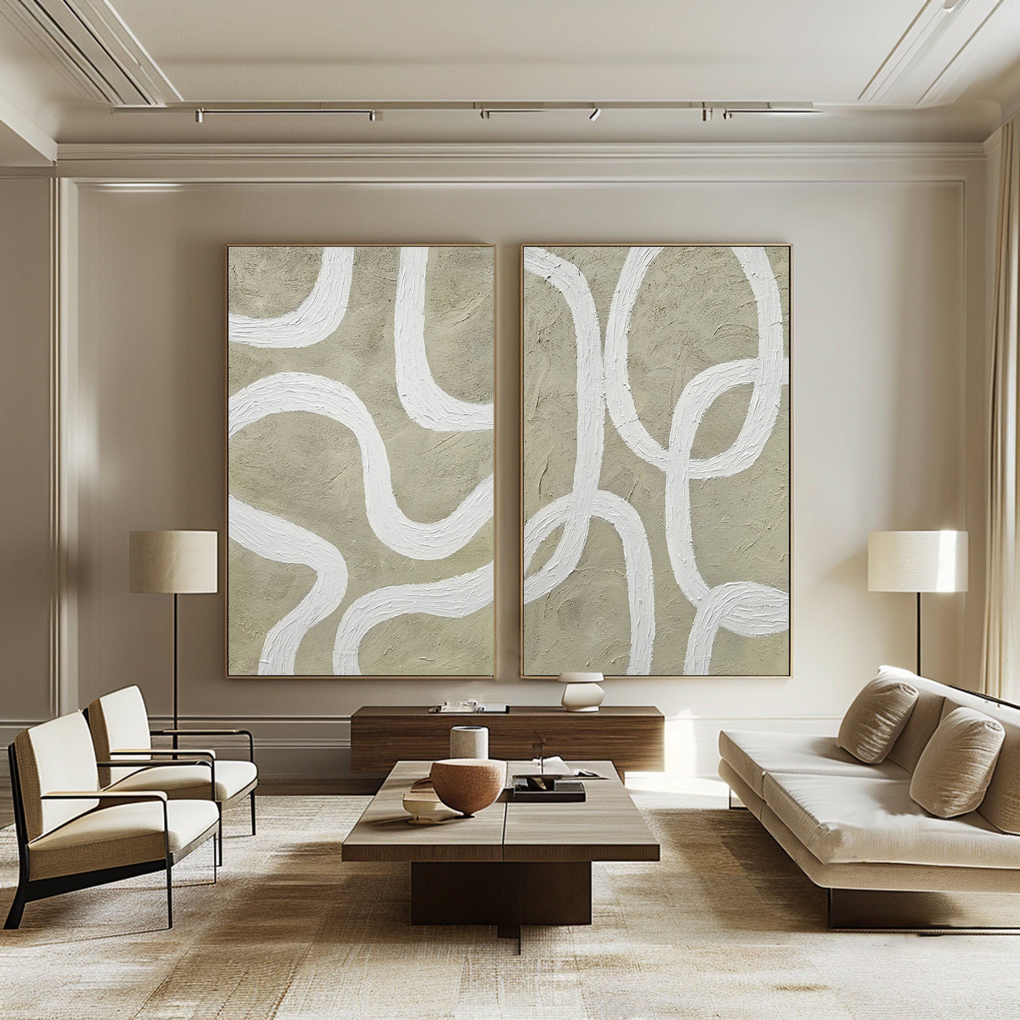 White Minimalist Painting Set Of 2 #WMS 020 - Image 7