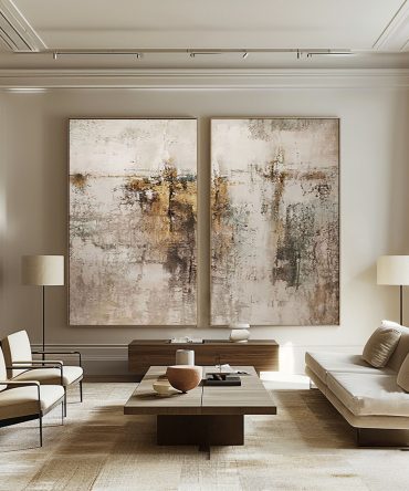 Beige & Brown Minimalist Painting Set Of 2 #BBS 013
