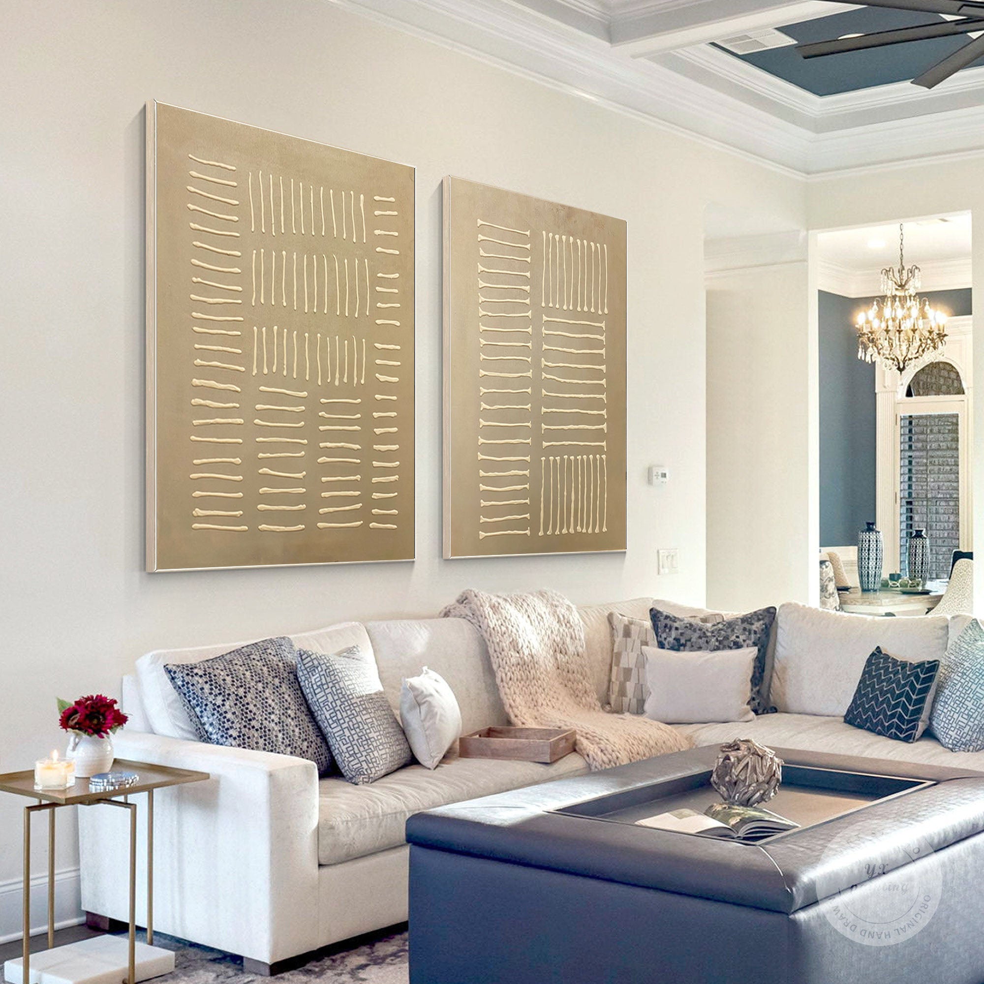 Beige & Brown Minimalist Painting Set Of 2 #BBS 023 - Image 3