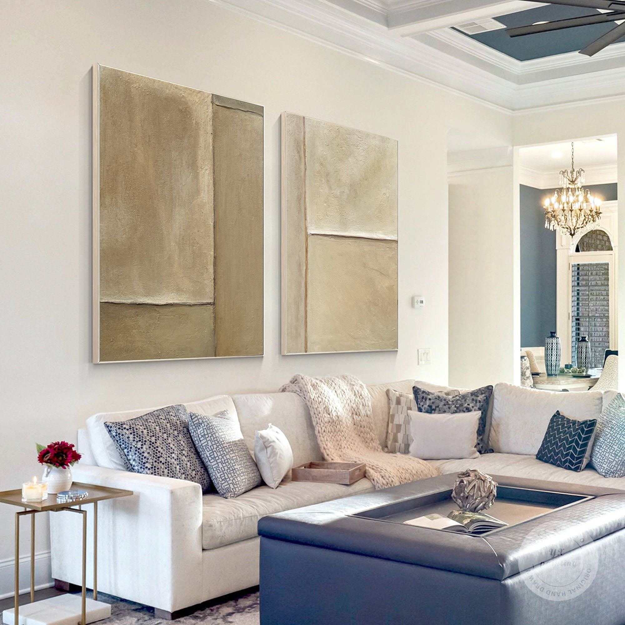 Beige & Brown Minimalist Painting Set Of 2 #BBS 017 - Image 3