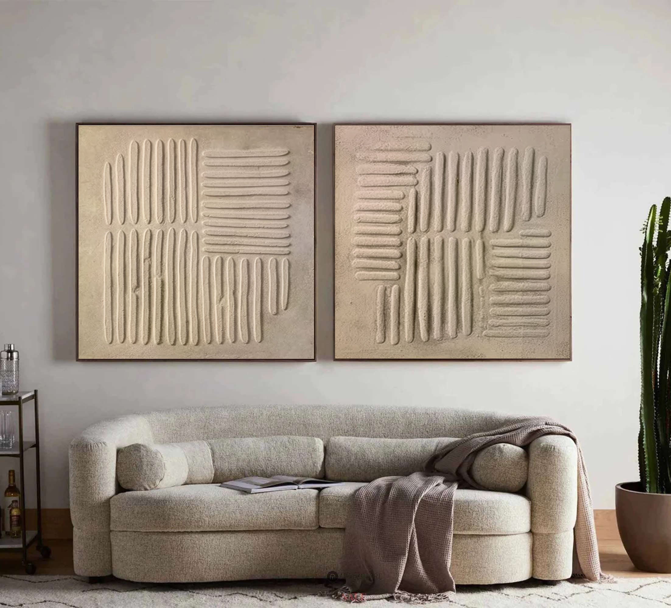 Beige & Brown Minimalist Painting Set Of 2 #BBS 022 - Image 2