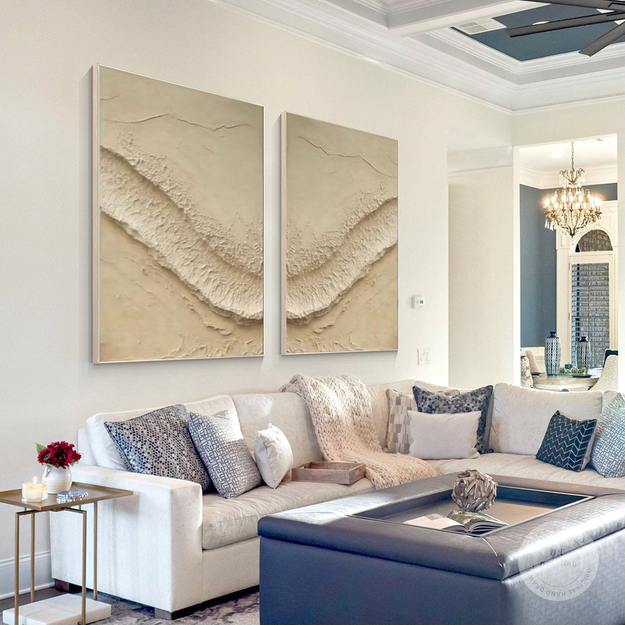 Abstract Beige Texture Wall Art Set #BBS 018 - Image 3