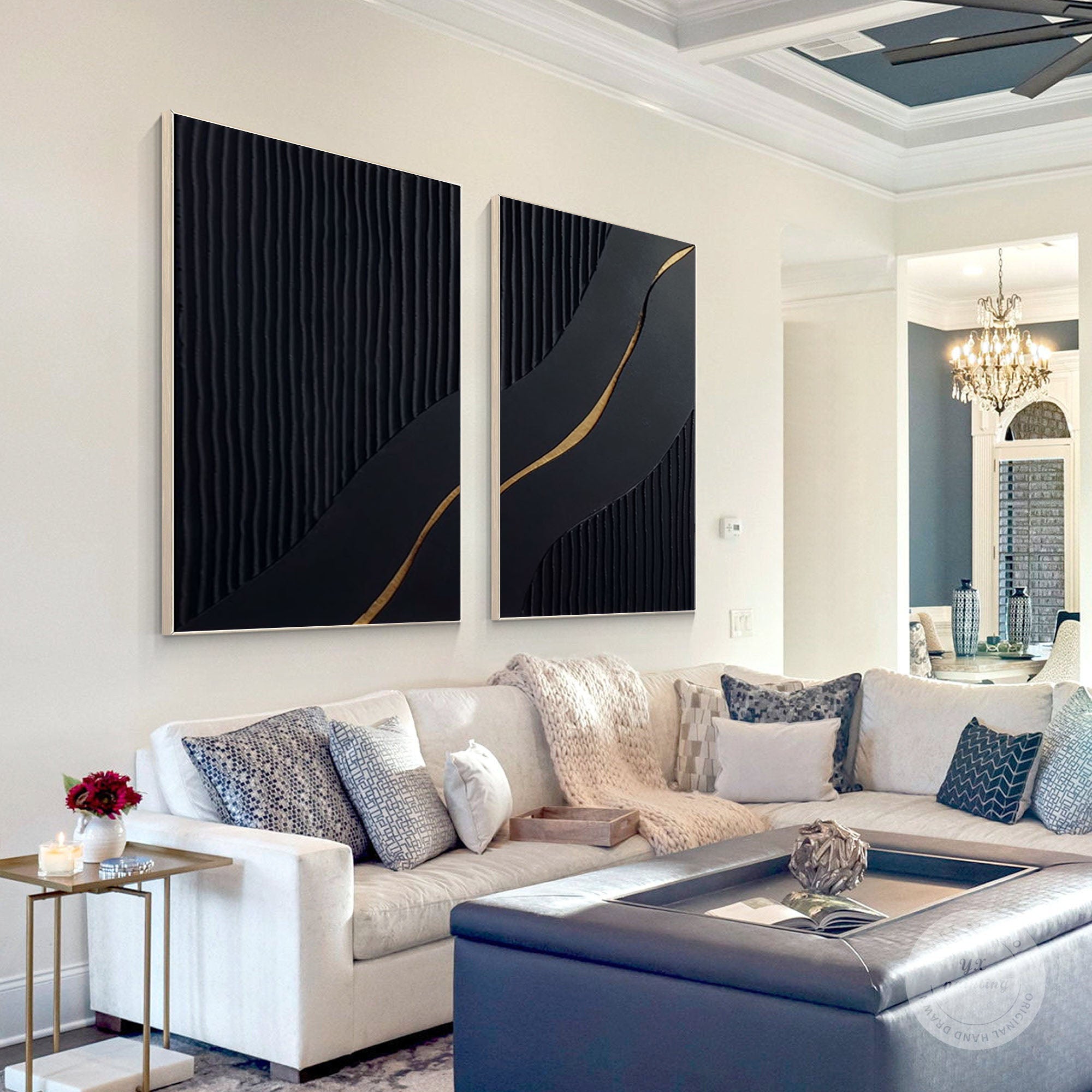 Black Minimalist Painting Set Of 2 #BMS 006 - Image 3