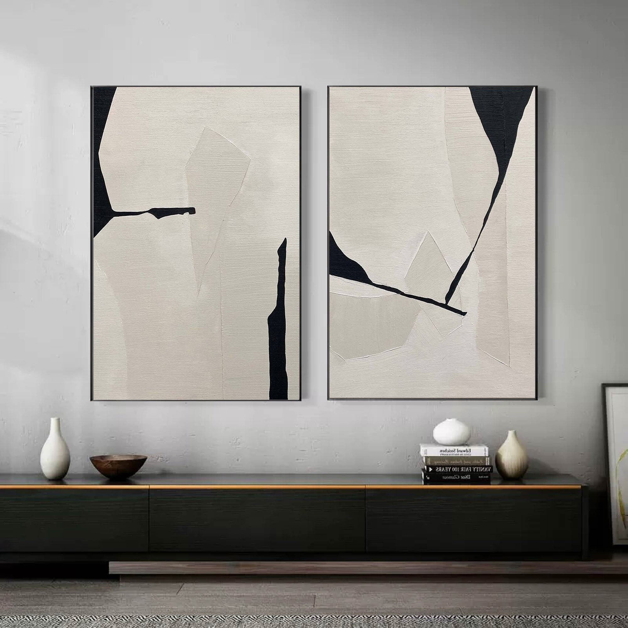 Black & White Minimalist Painting Set Of 2 #BWS 001 - Image 4