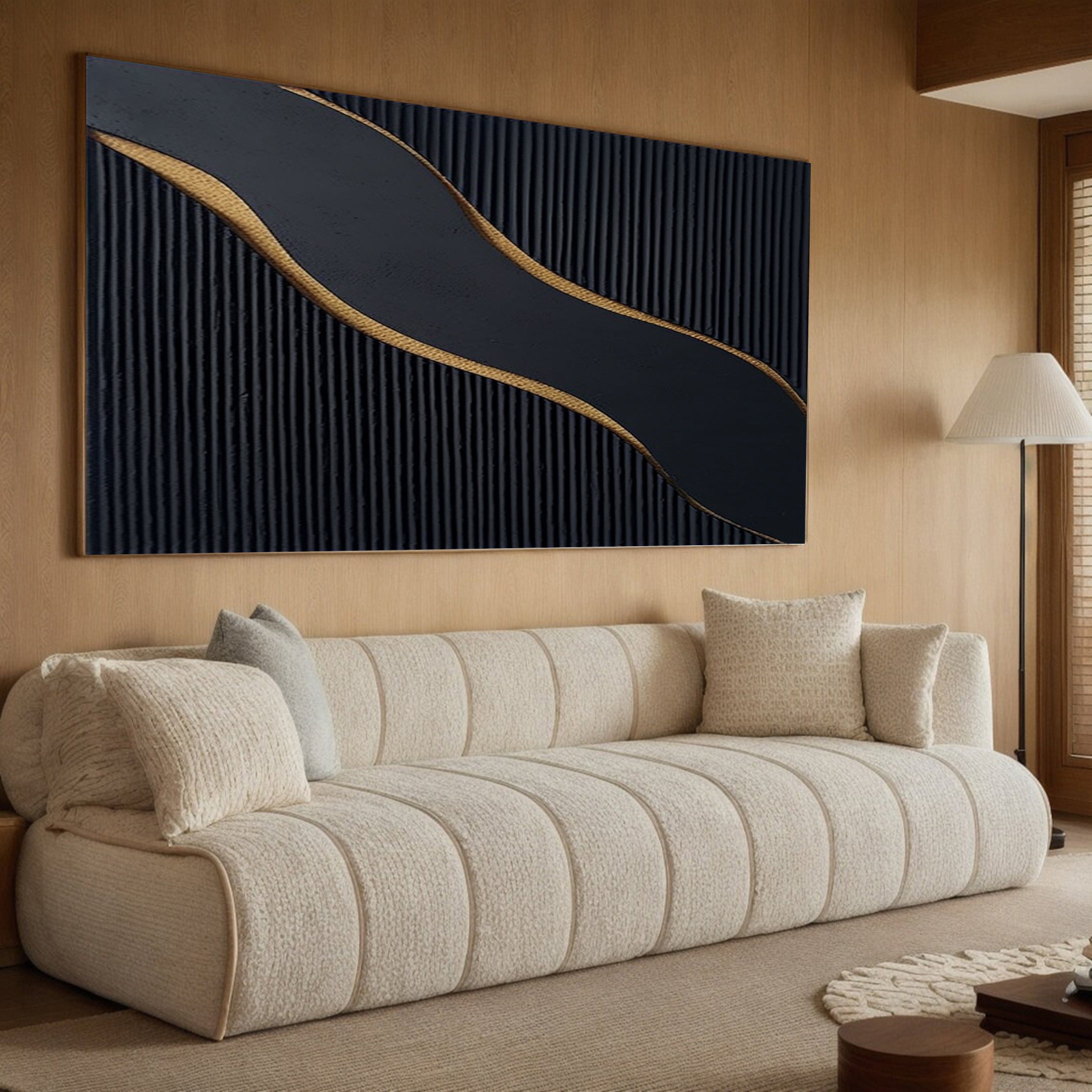 Luxury Black and Gold Abstract Painting on Canvas #BM 087 - Image 3