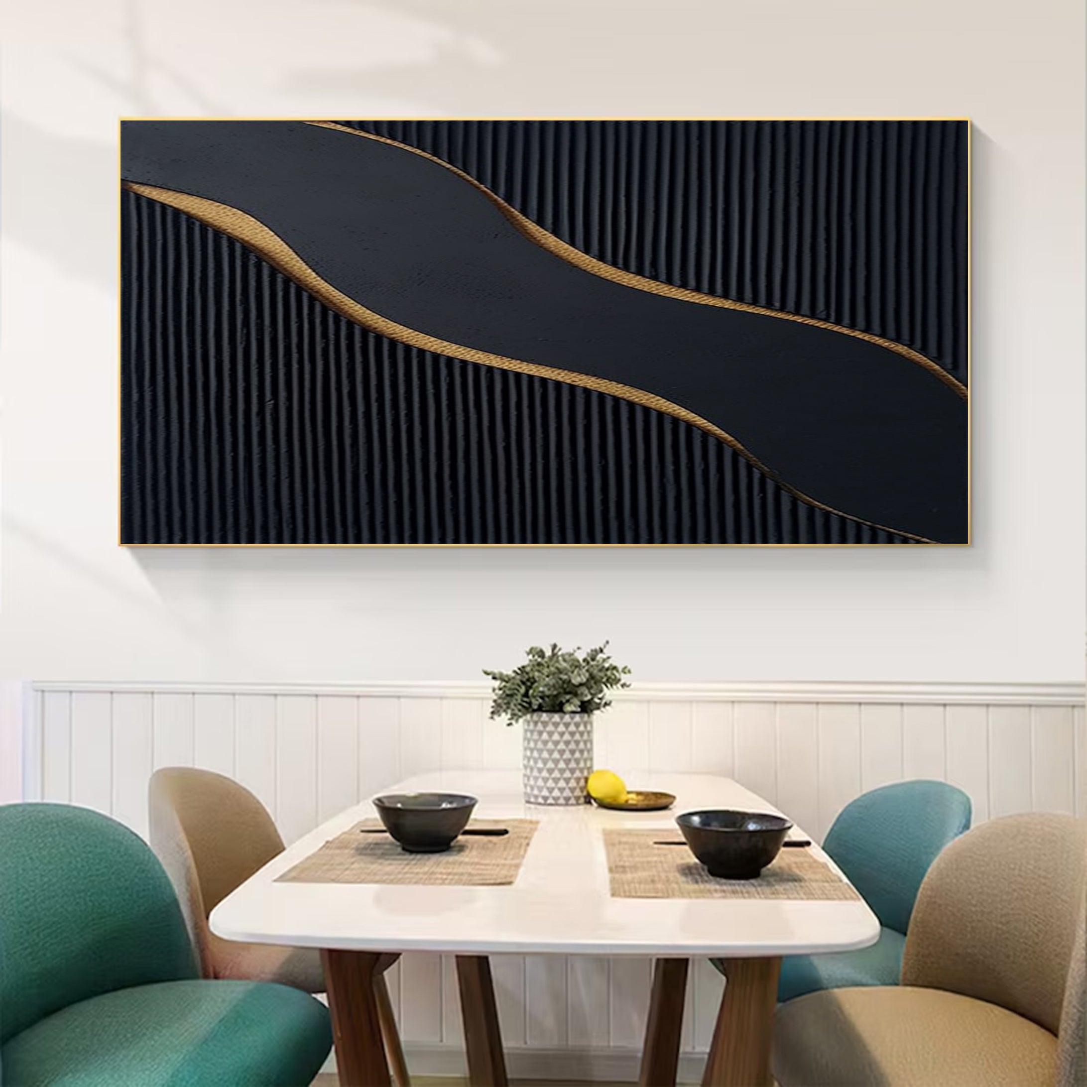 Luxury Black and Gold Abstract Painting on Canvas #BM 087 - Image 7