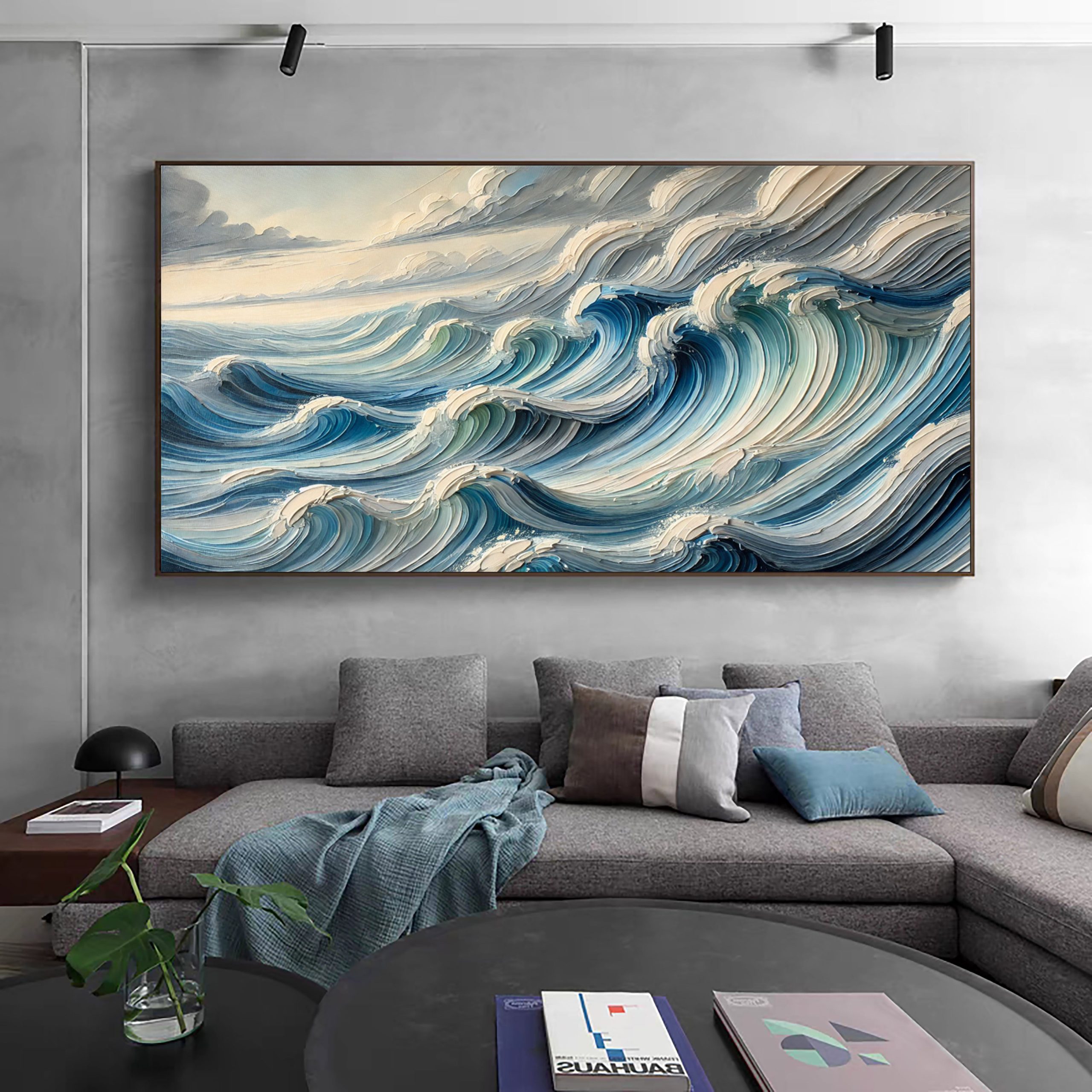Textured Blue Ocean Waves Wall Art Perfect Coastal Decor for Modern Interiors #OP 052 - Image 5