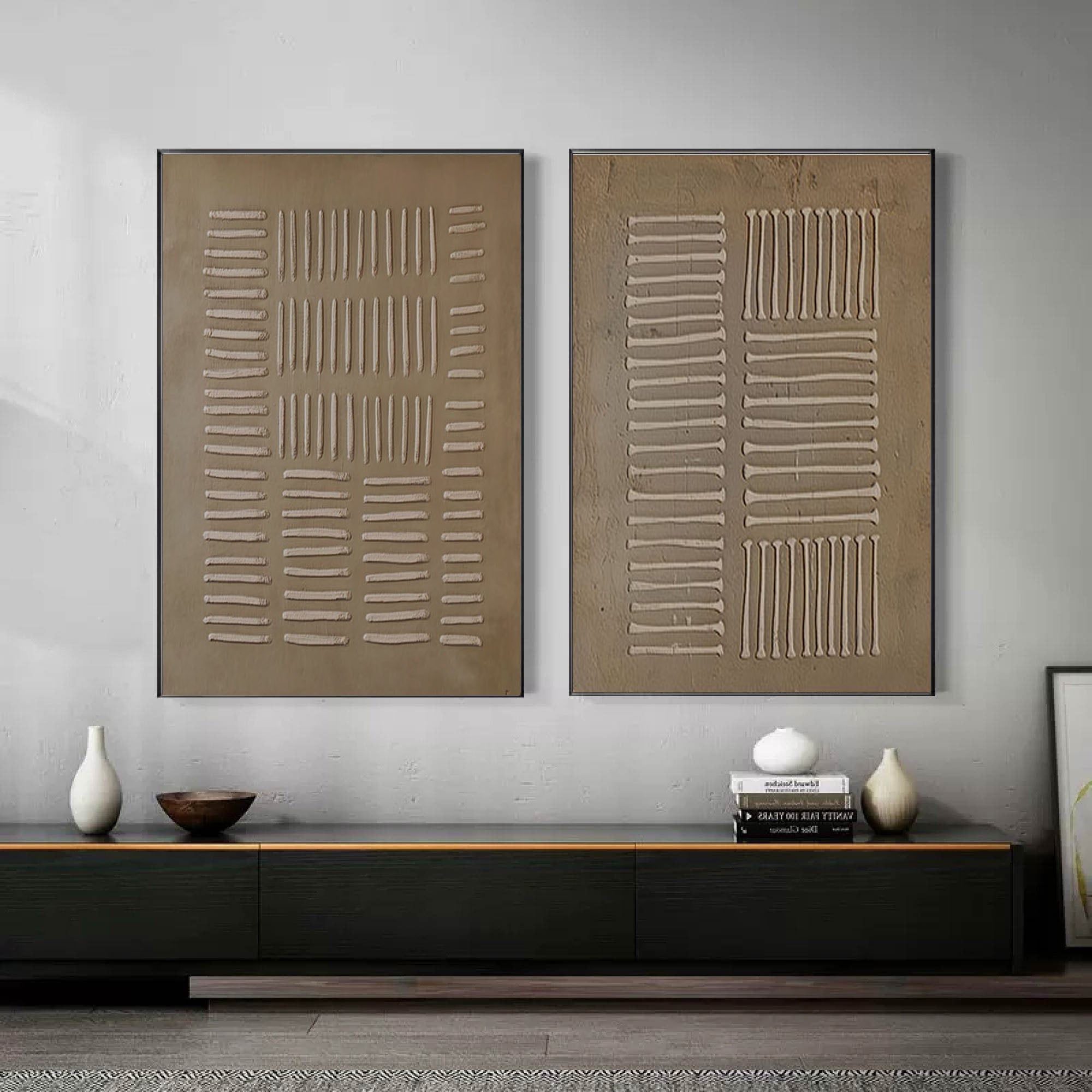 Beige & Brown Minimalist Painting Set Of 2 #BBS 008 - Image 3