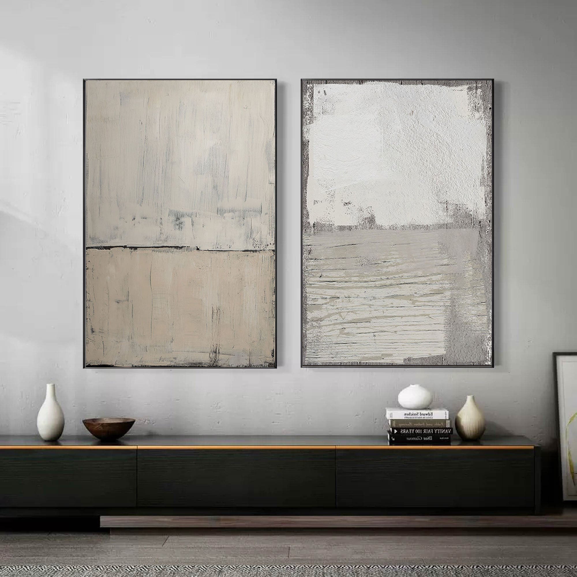 Beige & Brown Minimalist Painting Set Of 2 #BBS 015 - Image 5