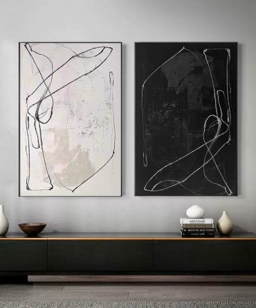 Black & White Minimalist Painting Set Of 2 #BWS 006
