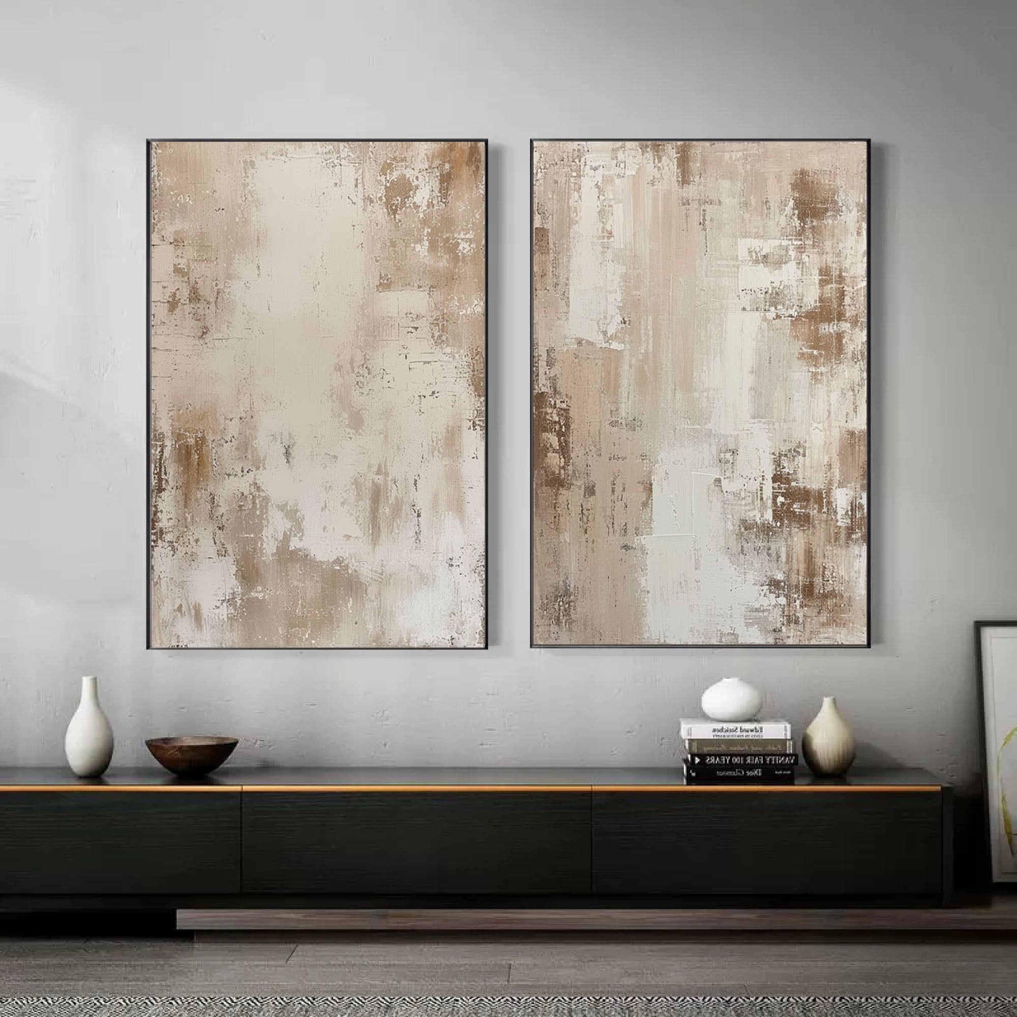 Beige & Brown Minimalist Painting Set Of 2 #BBS 007 - Image 7