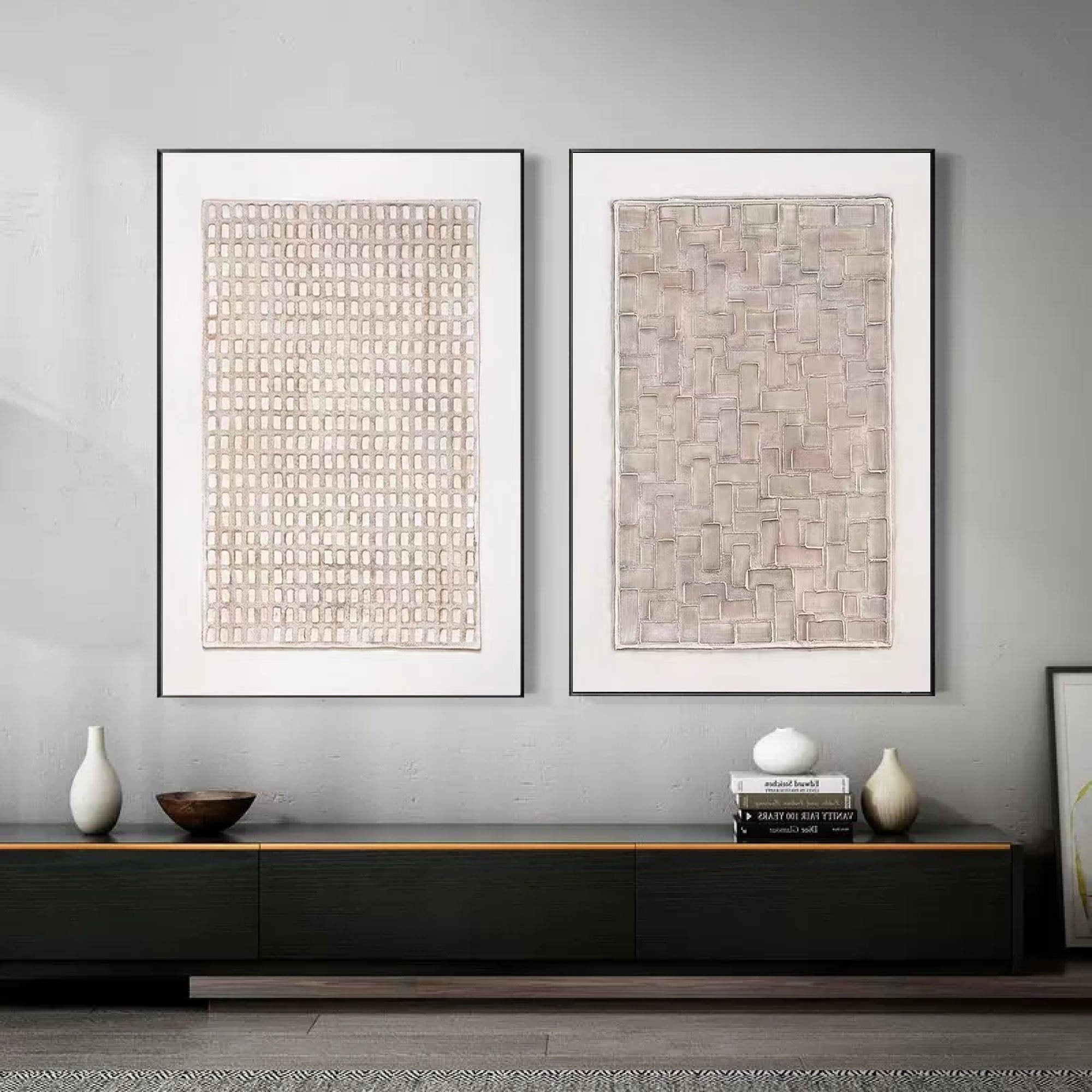 Beige & Brown Minimalist Painting Set Of 2 #BBS 010 - Image 2