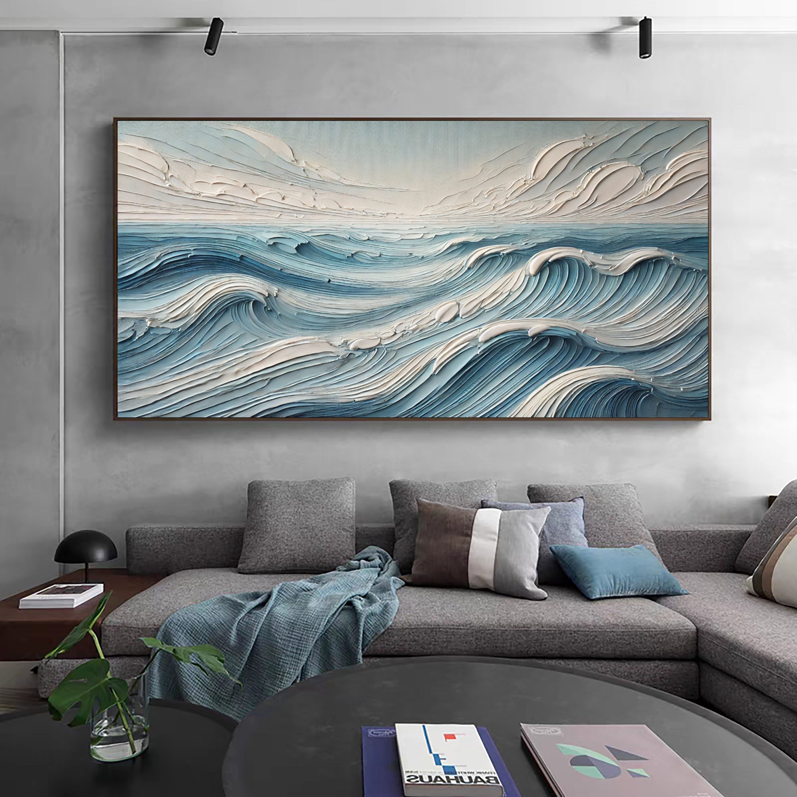 Textured Blue Ocean Waves Wall Art Perfect Coastal Decor for Modern Interiors #OP 053 - Image 5