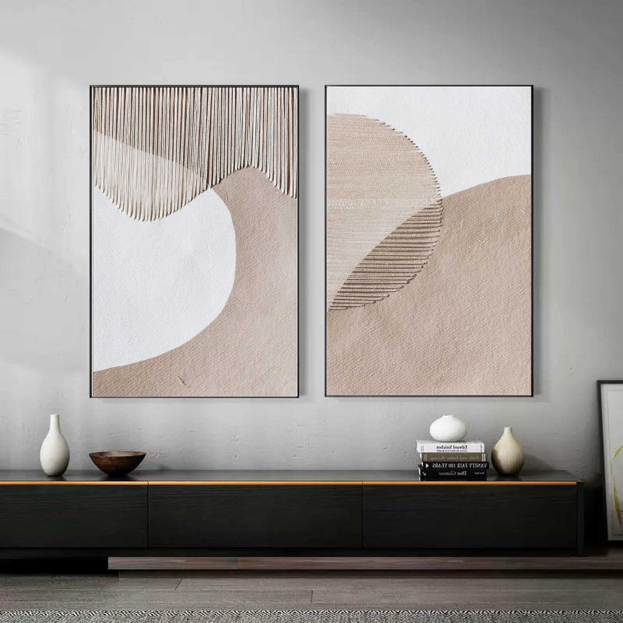 Beige & Brown Minimalist Painting Set Of 2 #BBS 012 - Image 4