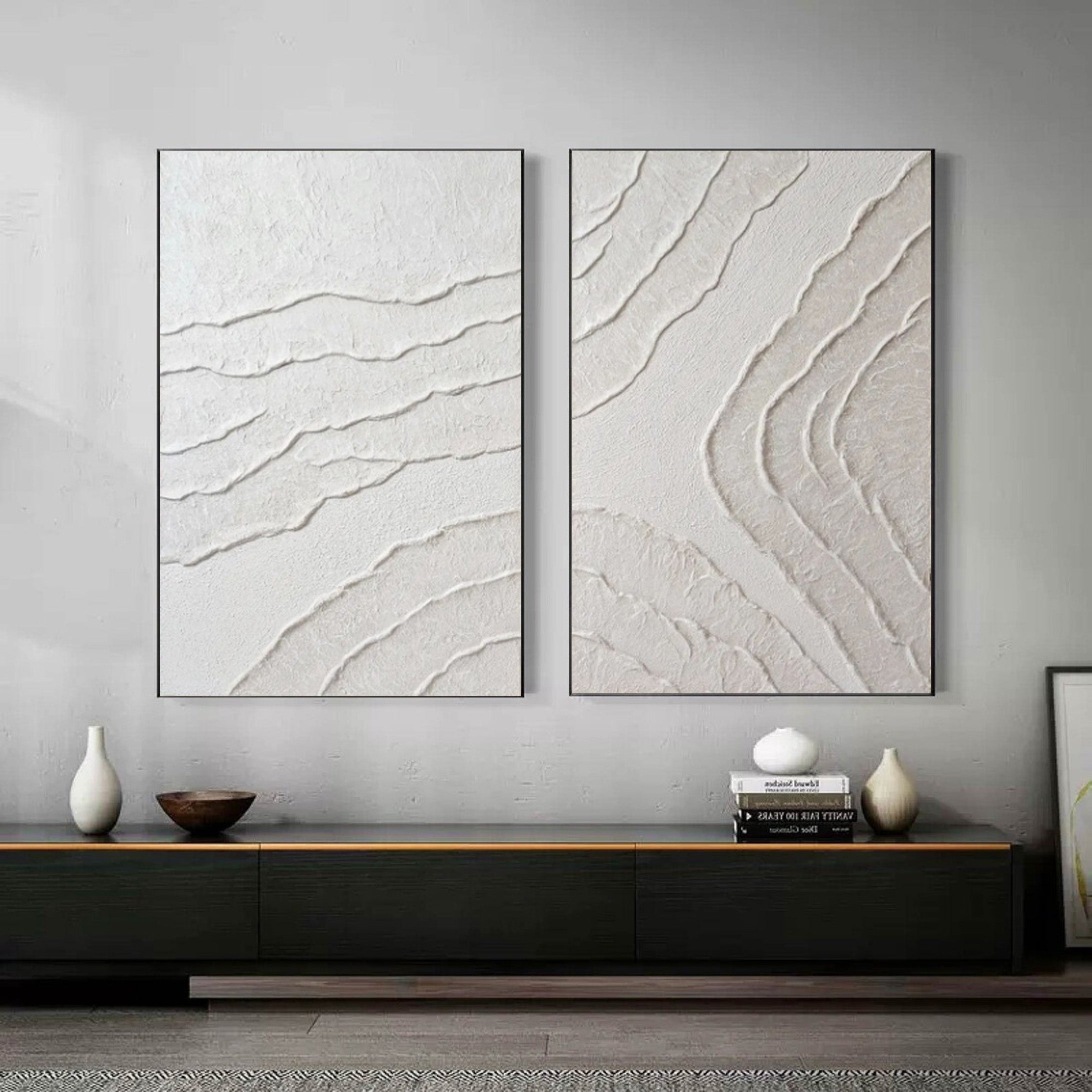 White Minimalist Painting Set Of 2 #WMS 007 - Image 3