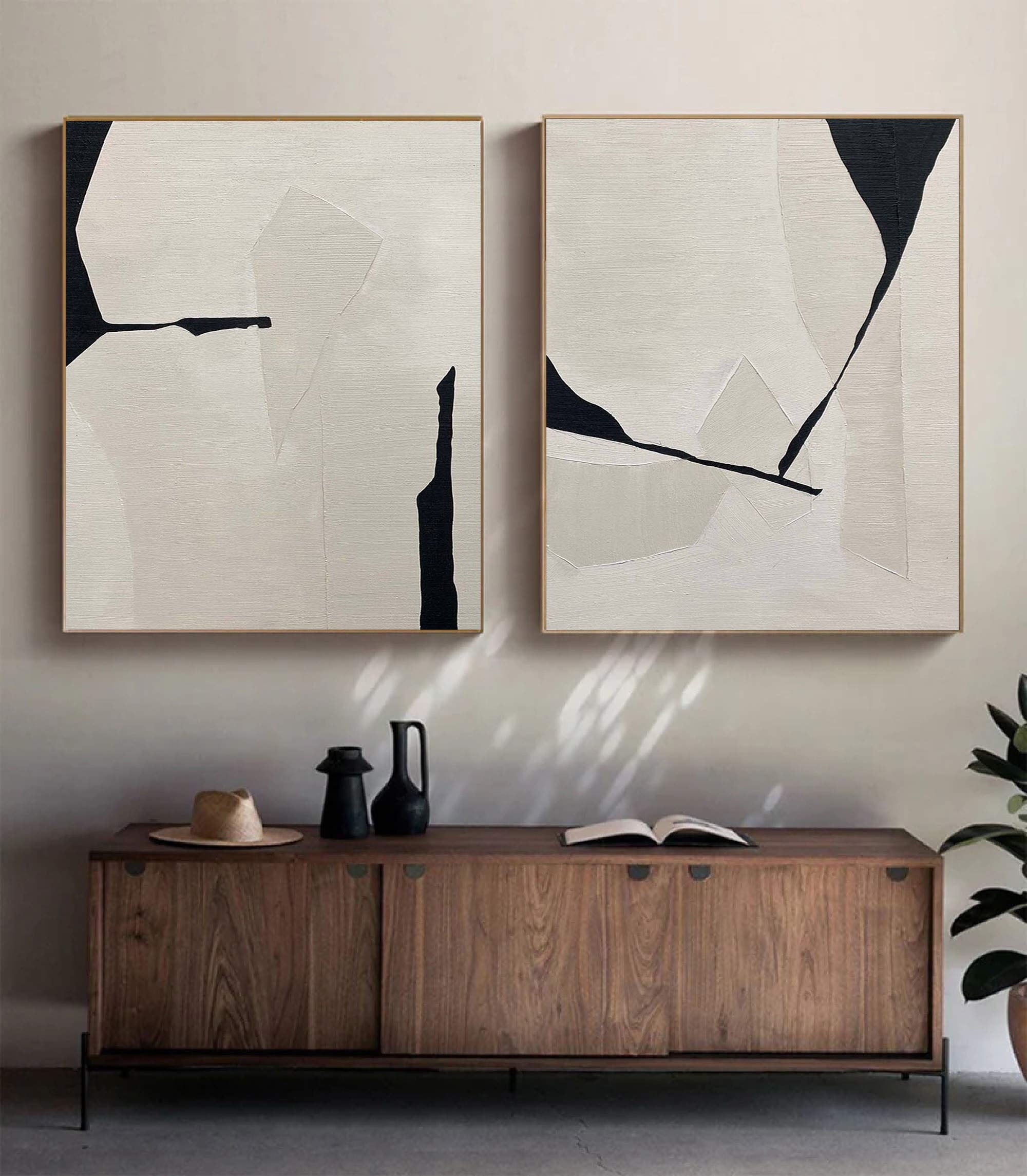 Black & White Minimalist Painting Set Of 2 #BWS 001 - Image 5