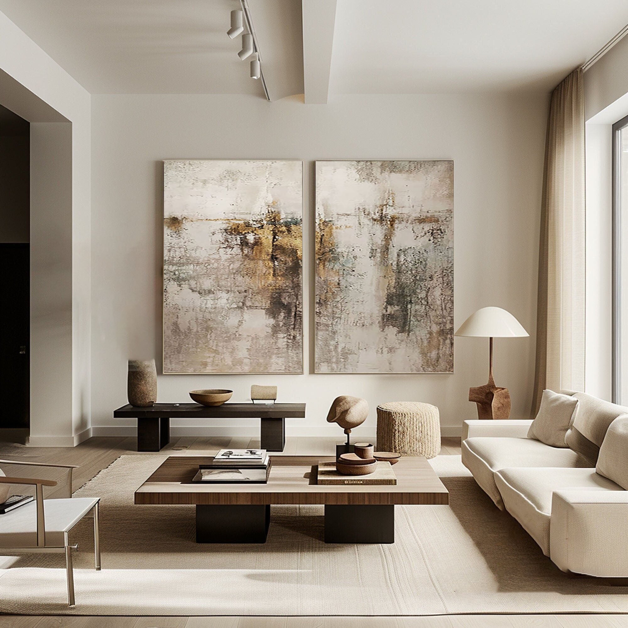 Beige & Brown Minimalist Painting Set Of 2 #BBS 013 - Image 7