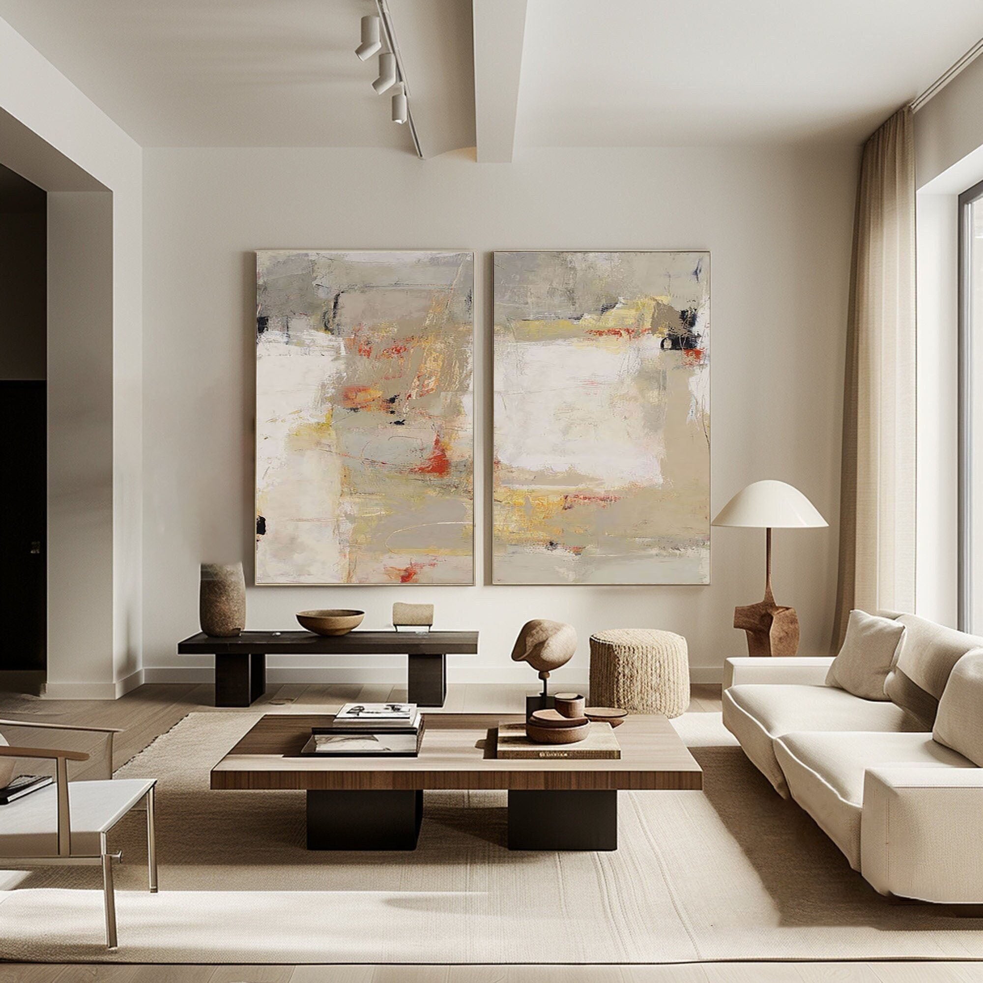 Beige & Brown Minimalist Painting Set Of 2 #BBS 014 - Image 8