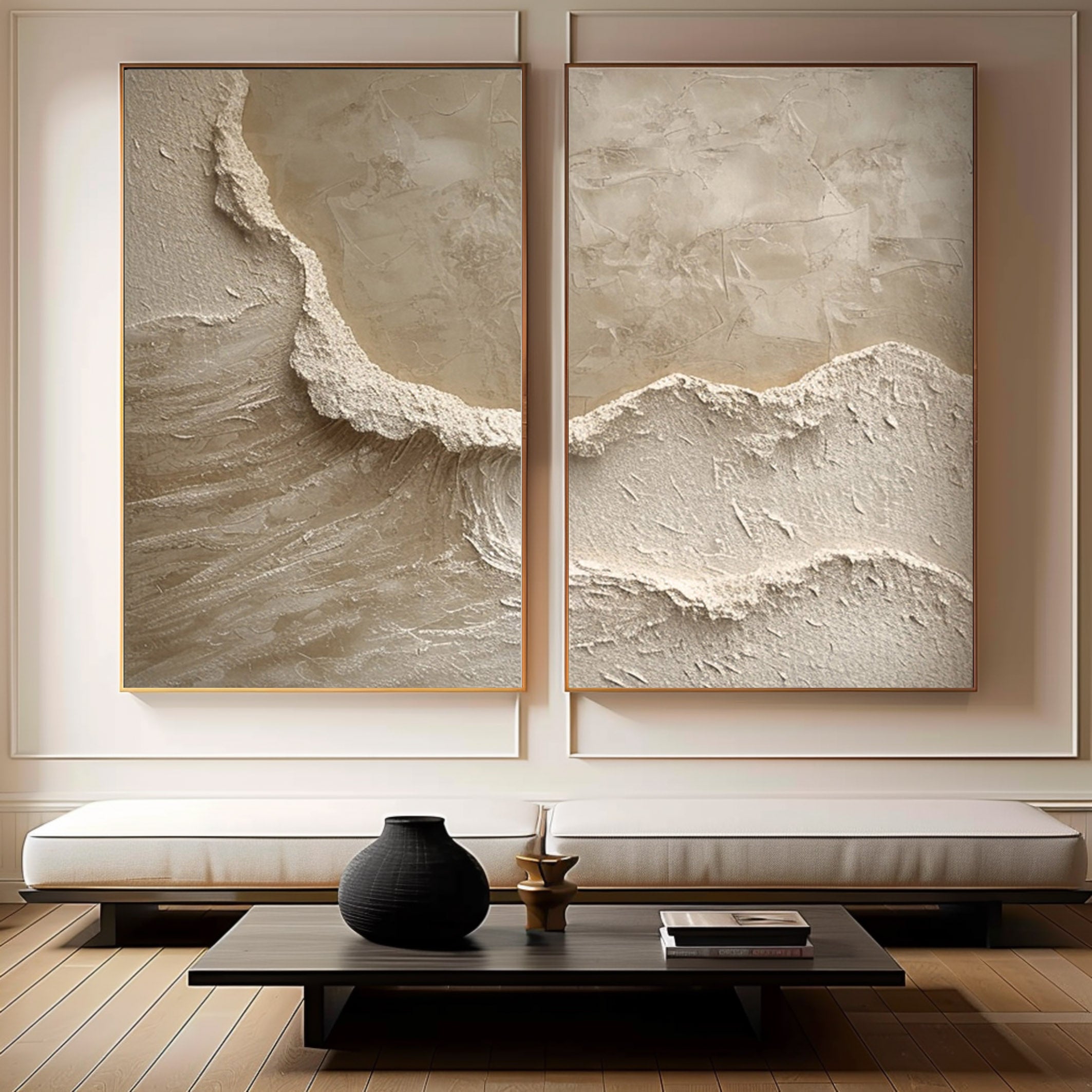 Beige & Brown Minimalist Painting Set Of 2 #BBS 004 - Image 3