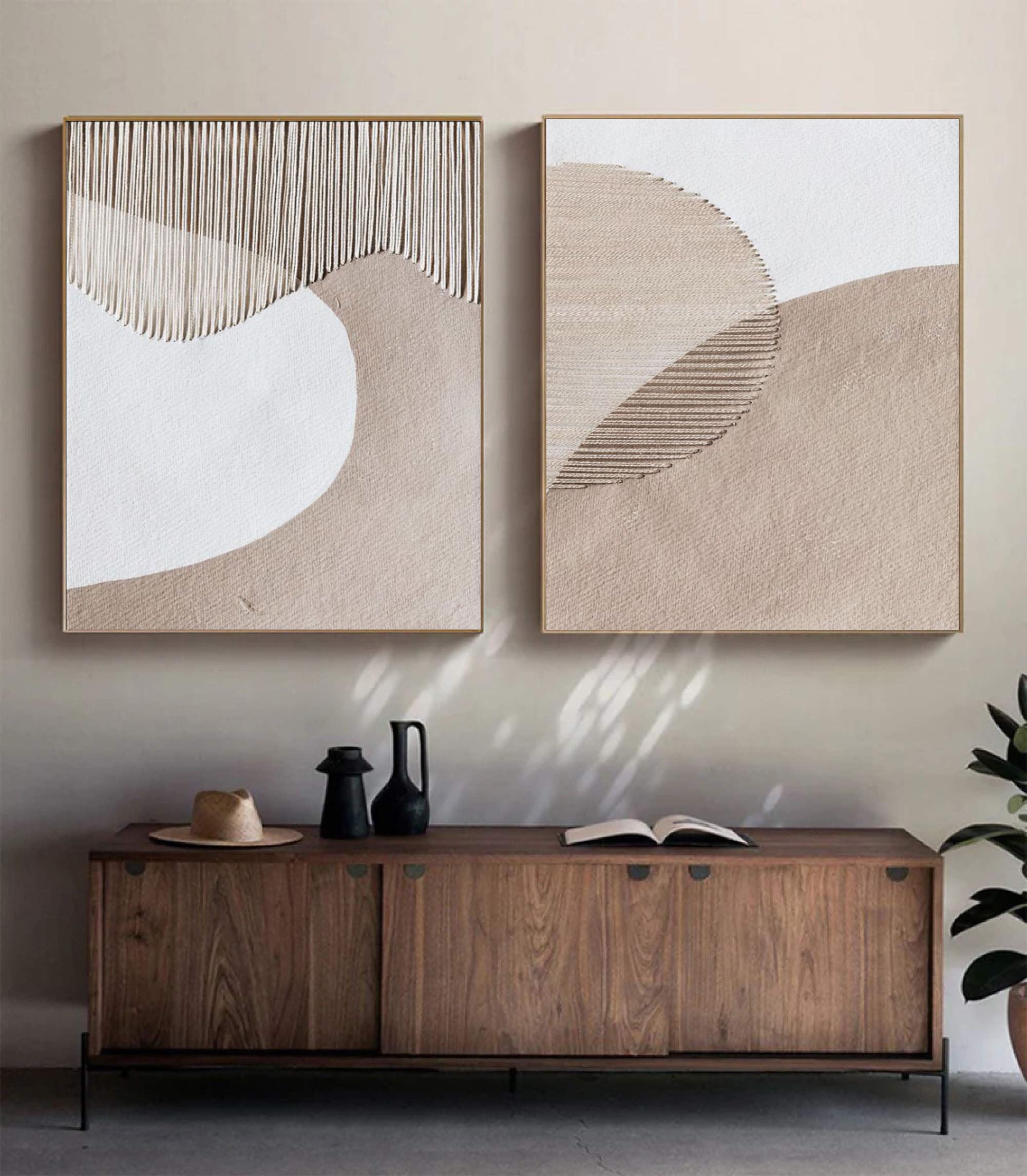 Beige & Brown Minimalist Painting Set Of 2 #BBS 012 - Image 5
