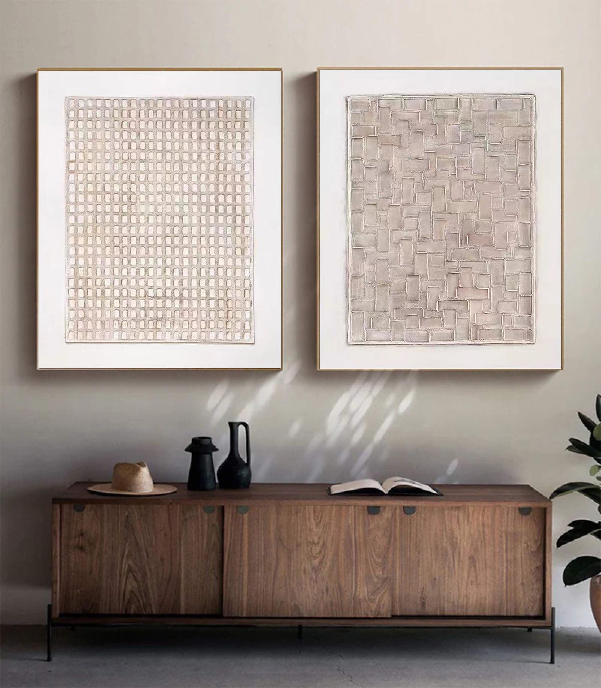 Beige & Brown Minimalist Painting Set Of 2 #BBS 010 - Image 5