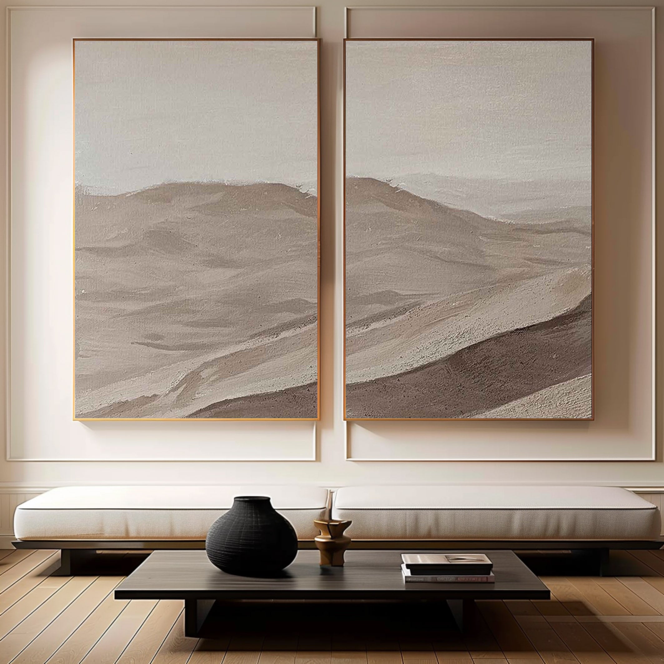 Beige & Brown Minimalist Painting Set Of 2 #BBS 002 - Image 4