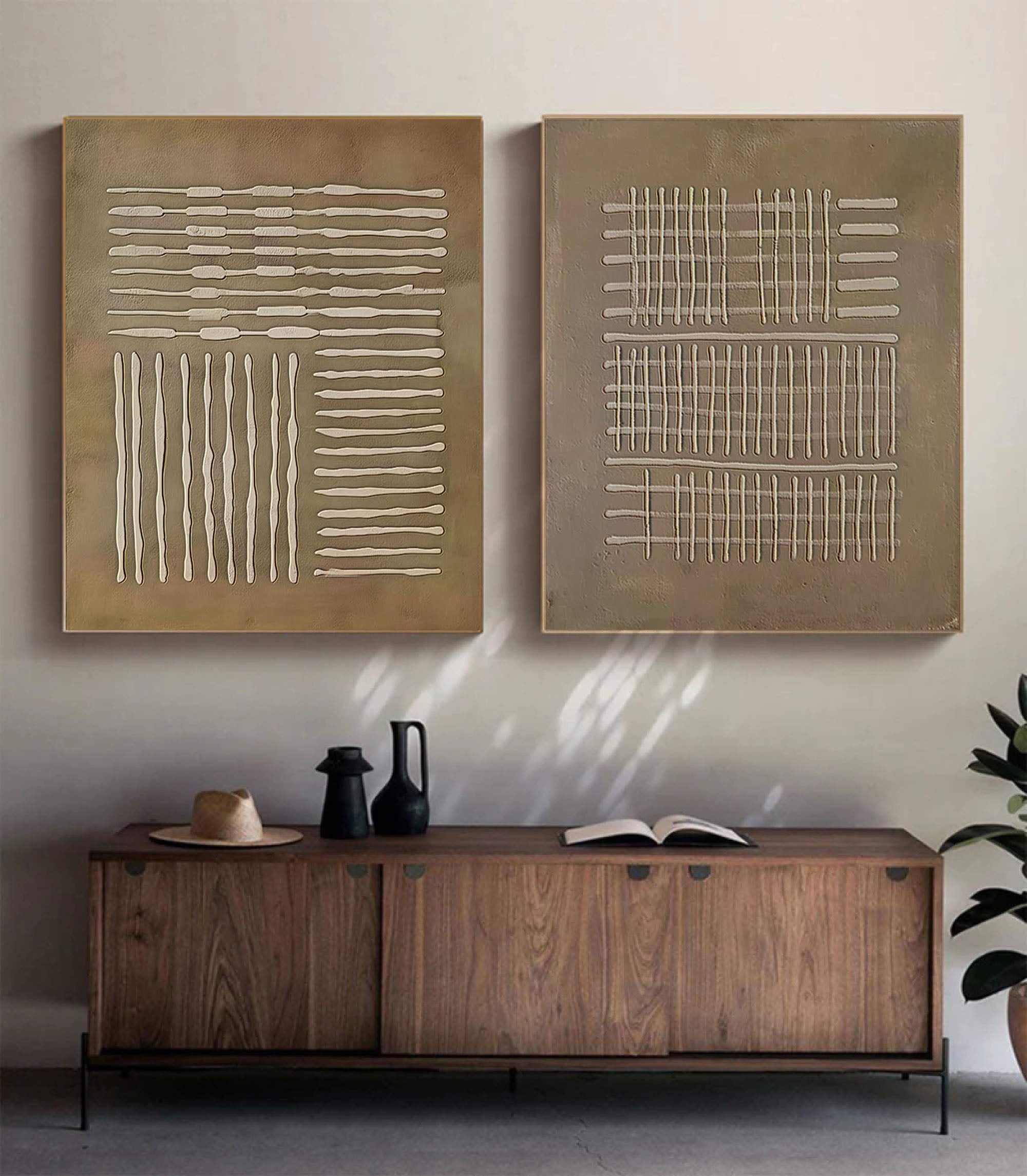 Beige & Brown Minimalist Painting Set Of 2 #BBS 009 - Image 2