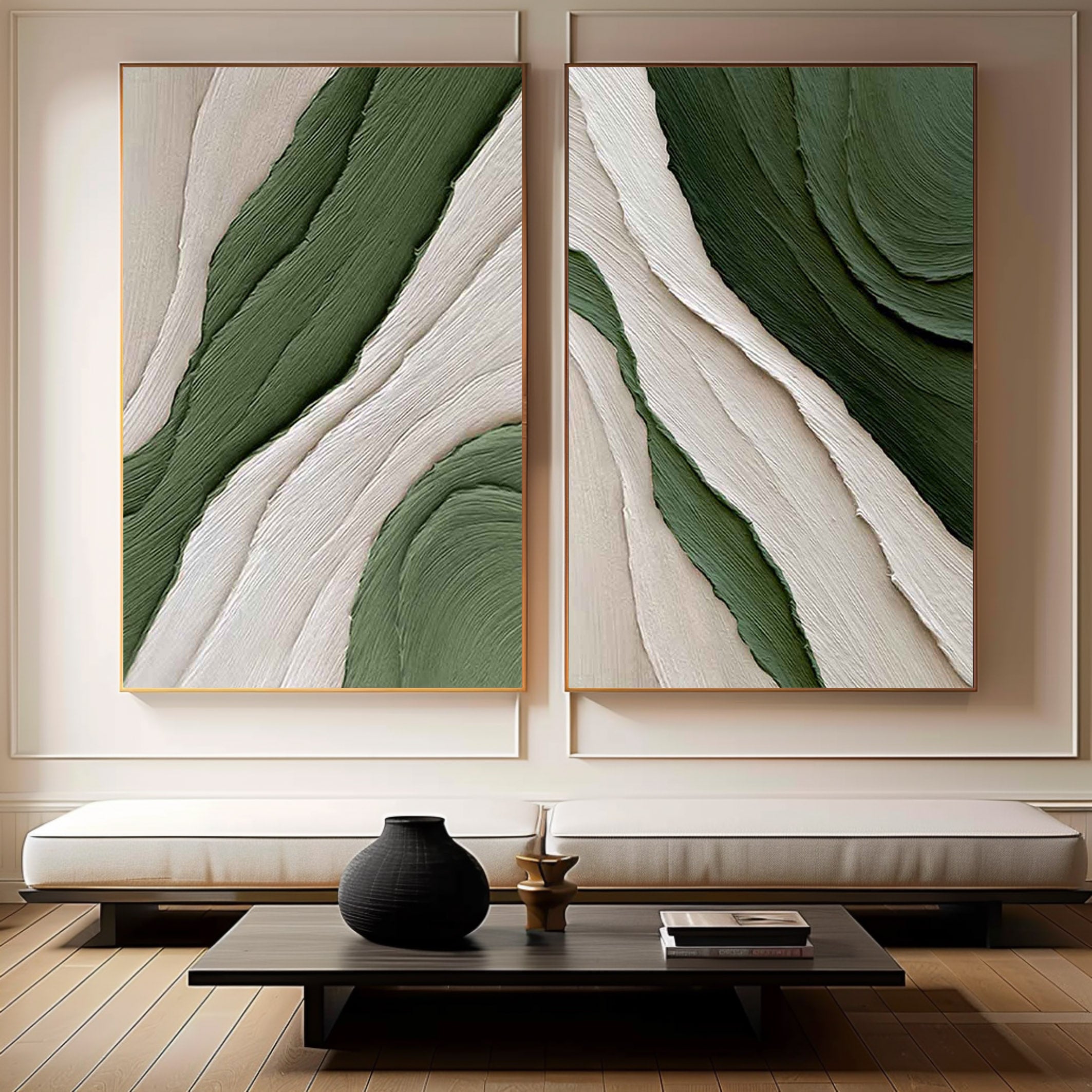 Blue & Green Minimalist Painting Set Of 2 #BGS 002 - Image 5