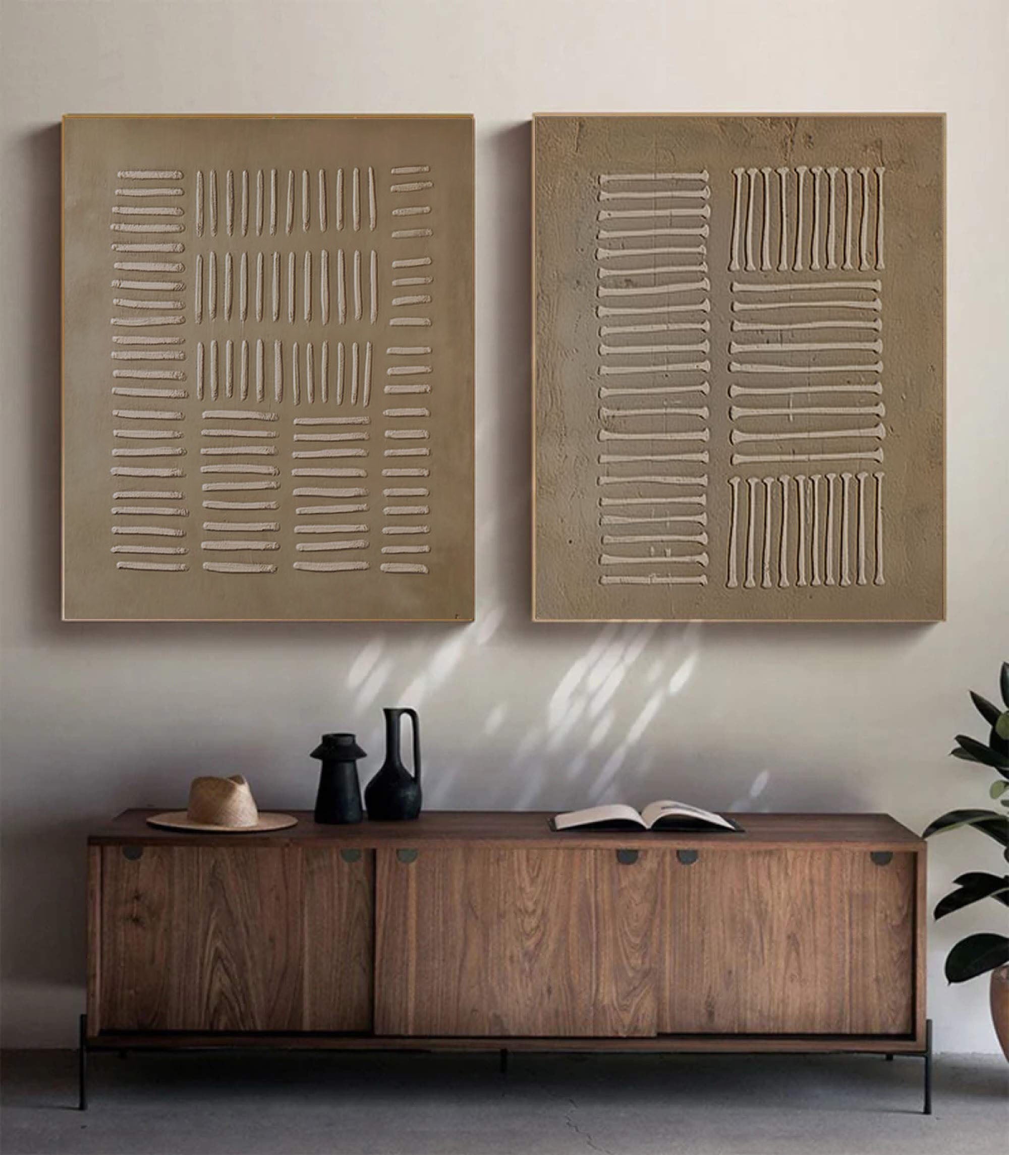 Beige & Brown Minimalist Painting Set Of 2 #BBS 008 - Image 4