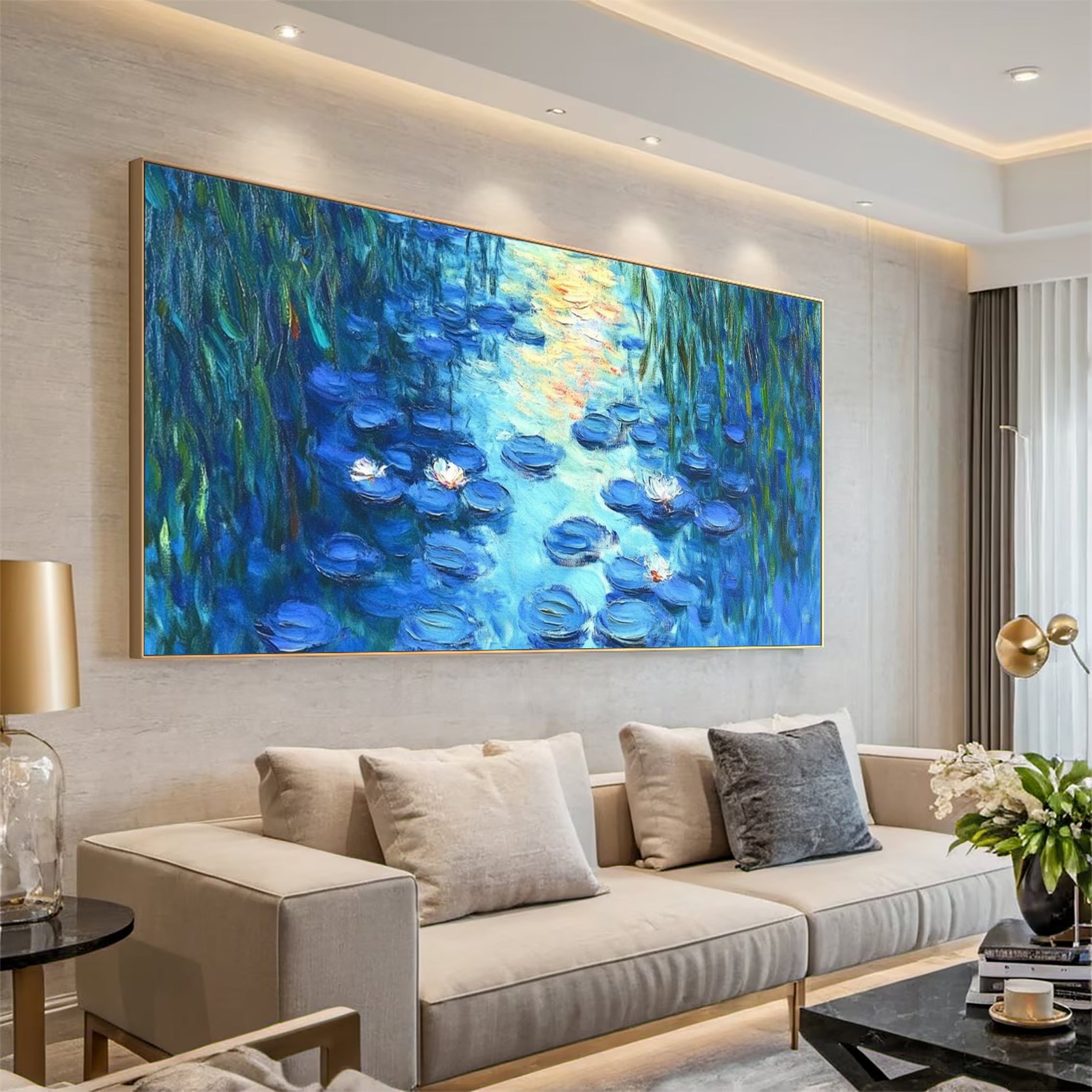 Water Lily Harmony in Blue and Green, Inspired by Monet #BGA 084 - Image 9