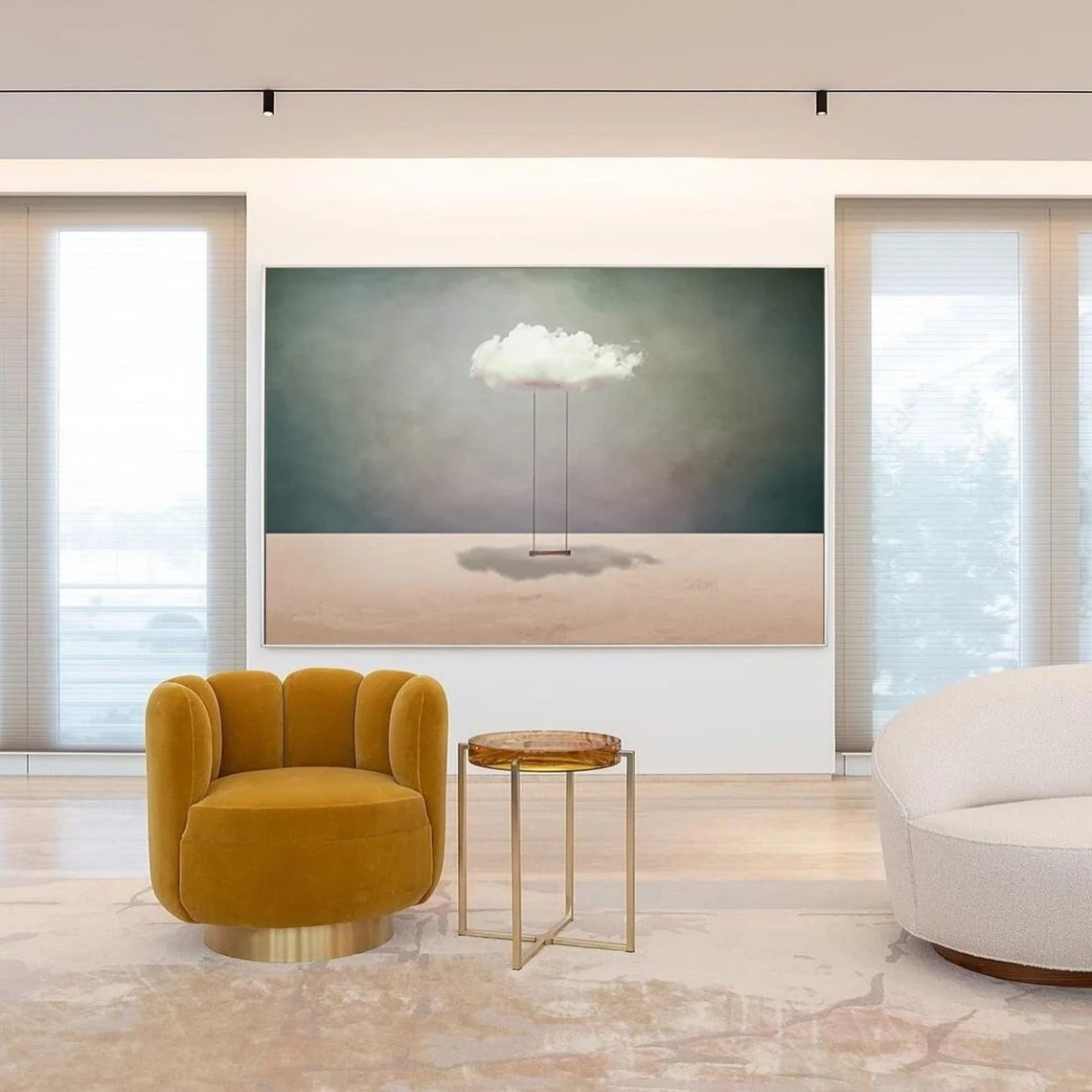 Turquoise Surreal Cloudscape Wall Art, Dreamlike Canvas #BGA 160 - Image 3