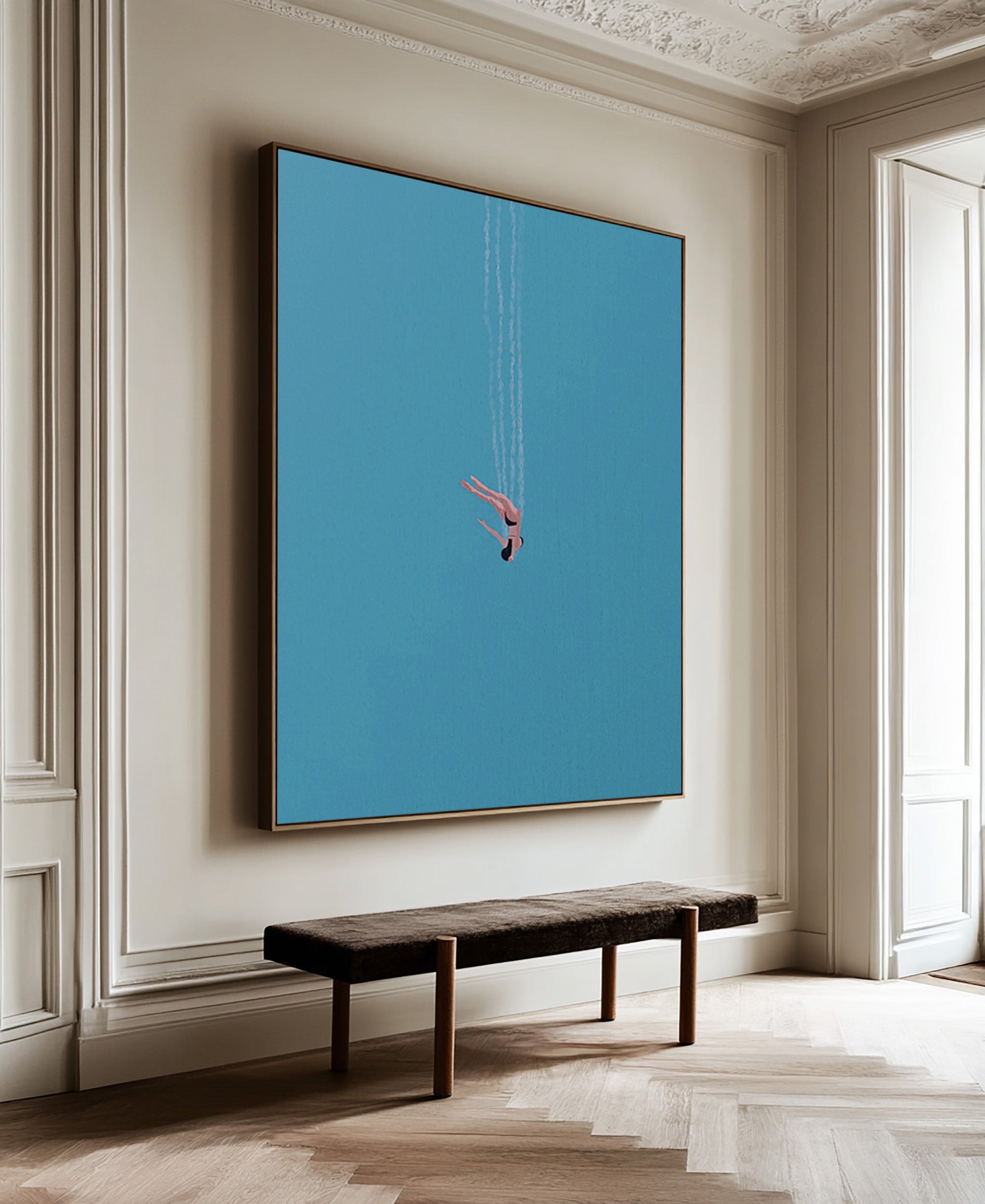 The Diver Motion Art Contemporary Blue Painting #WG 095 - Image 3