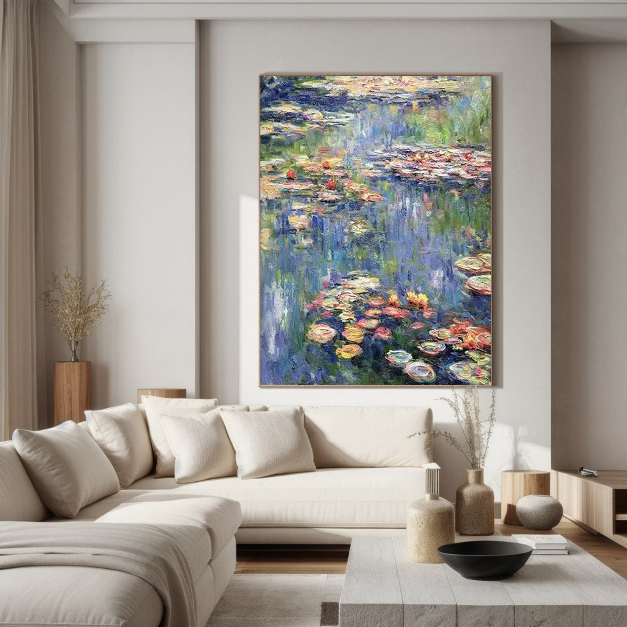 Monet Inspired Water Lilies, Impressionist Canvas #BGA 166 - Image 6