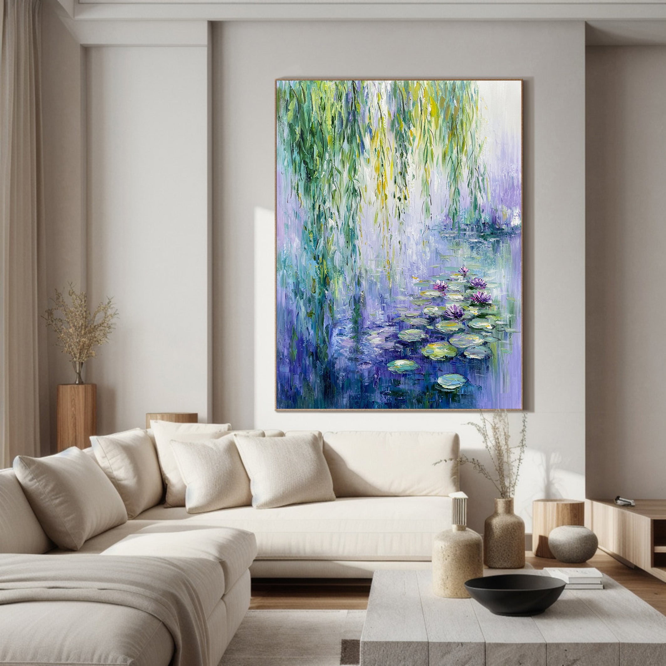 Monet's Water Lilies Tribute, Weeping Willow Landscape #BGA 173 - Image 4