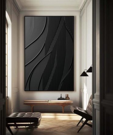 Luxury Textured Wall Art in Black for Upscale Interior Design #BM 096
