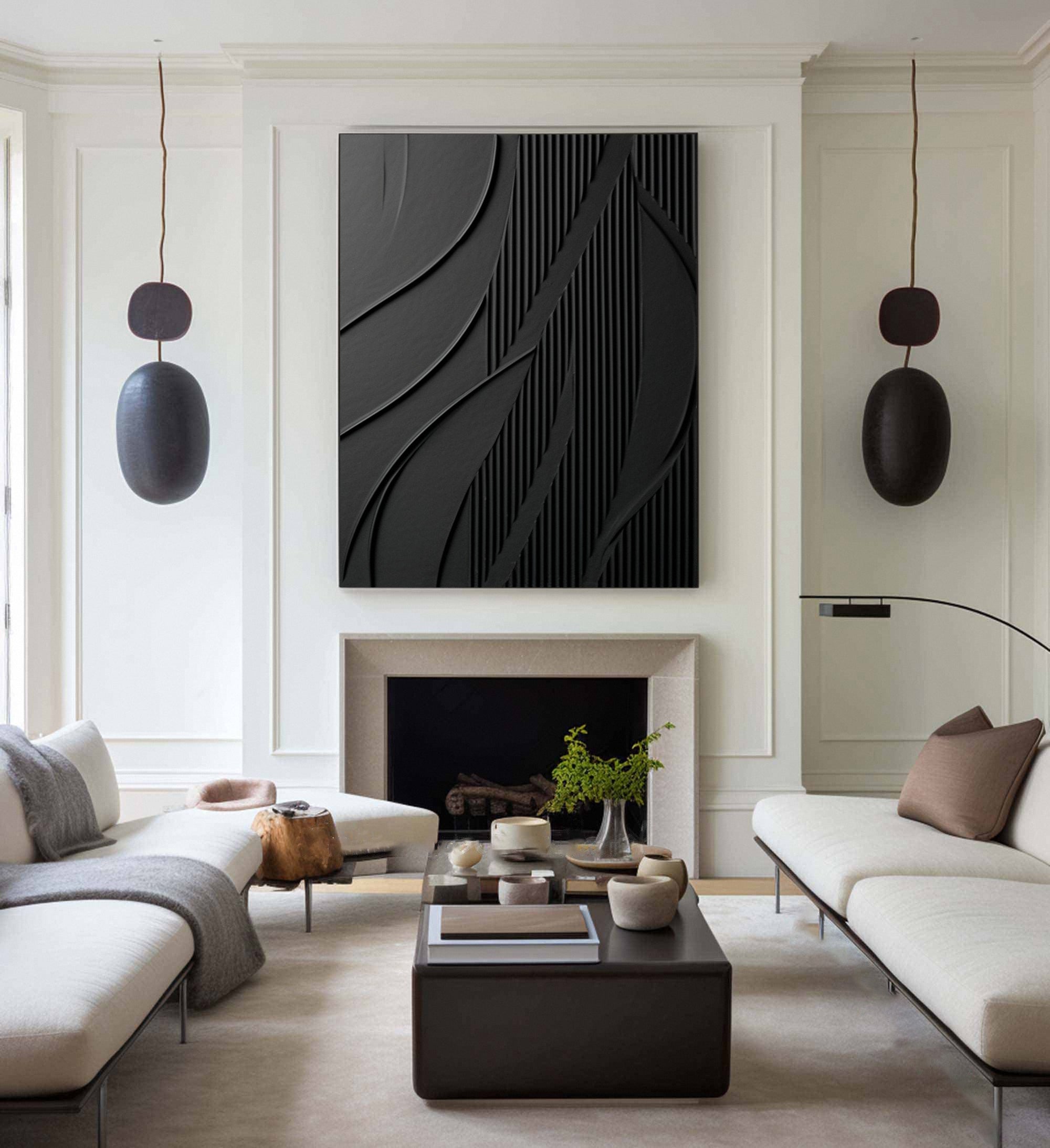 Luxury Textured Wall Art in Black for Upscale Interior Design #BM 096 - Image 5