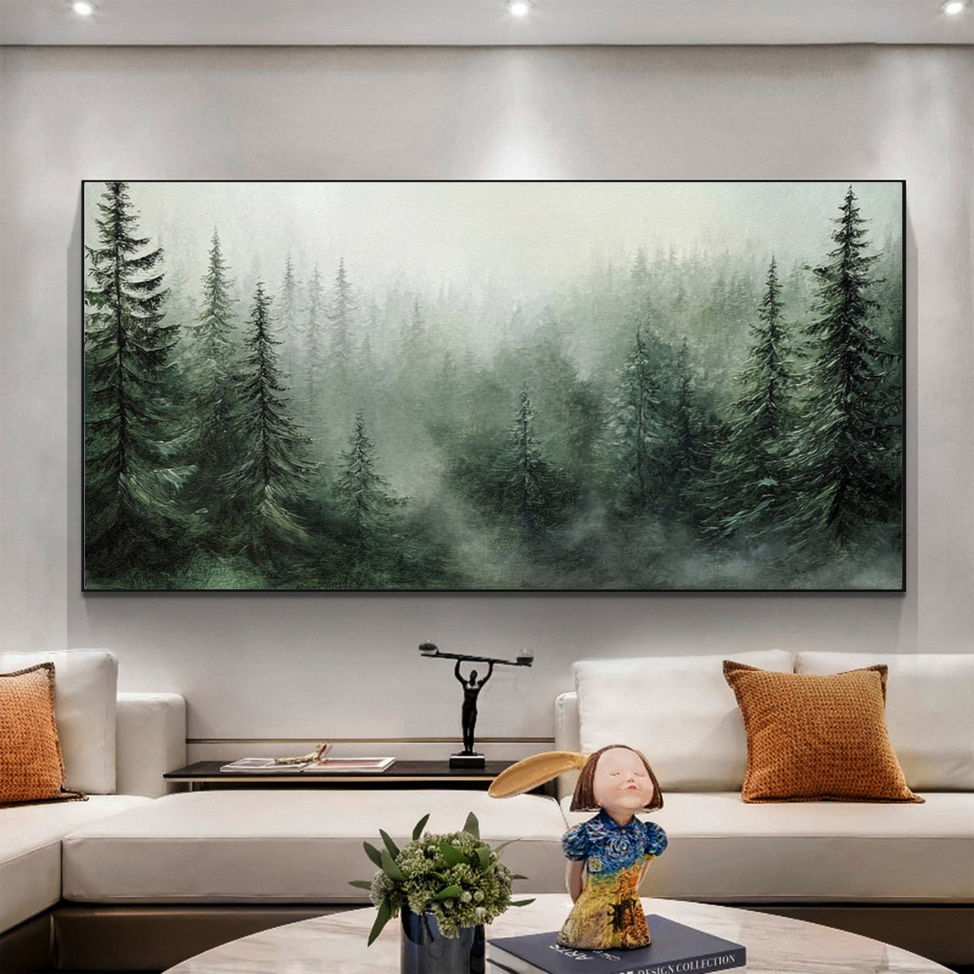 Misty Forest Landscape Painting Tranquil Wall Art for Cozy Interiors #BGM 053 - Image 6