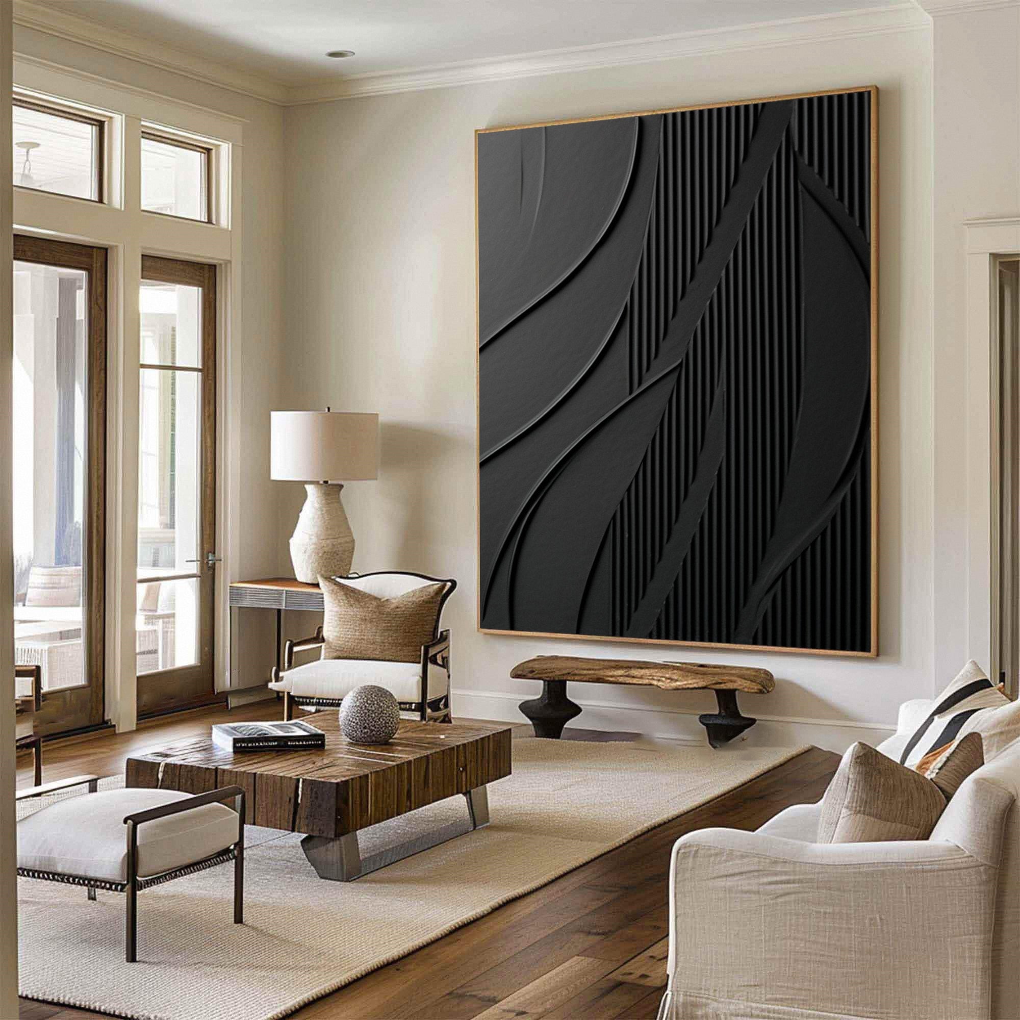 Luxury Textured Wall Art in Black for Upscale Interior Design #BM 096 - Image 7