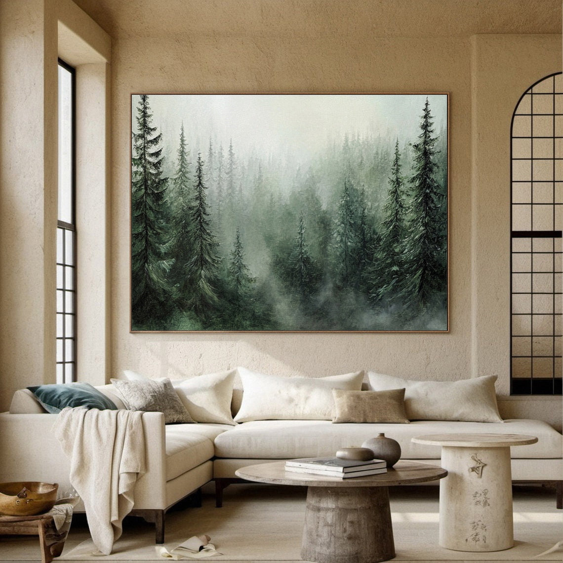 Misty Forest Landscape Painting Tranquil Wall Art for Cozy Interiors #BGM 053 - Image 7