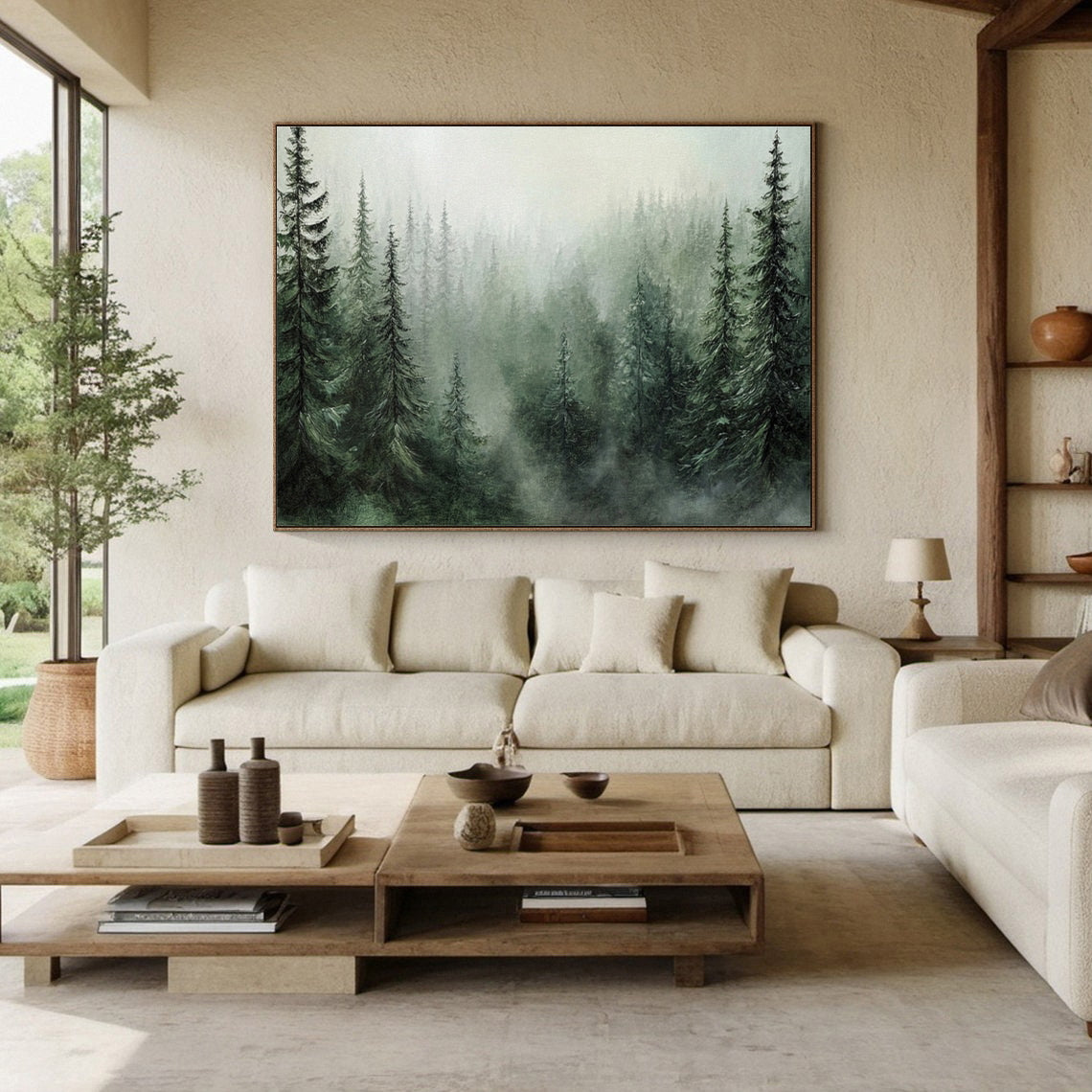 Misty Forest Landscape Painting Tranquil Wall Art for Cozy Interiors #BGM 053 - Image 9