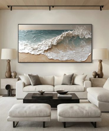 Modern Textured Ocean Landscape Painting Living Room #WG 038