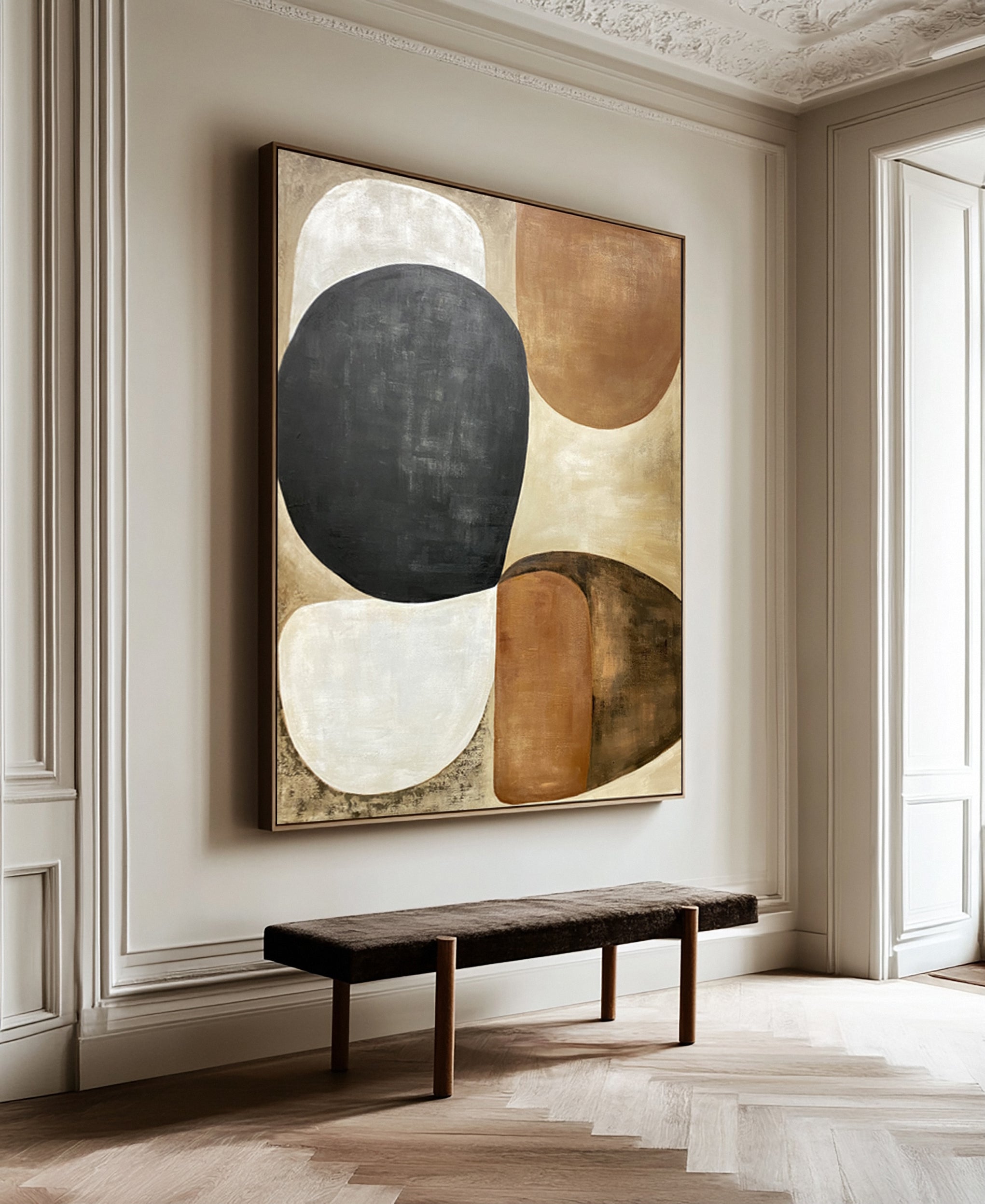 Modern Painting in Black, White, and Earthy Browns #BGA 366 - Image 3