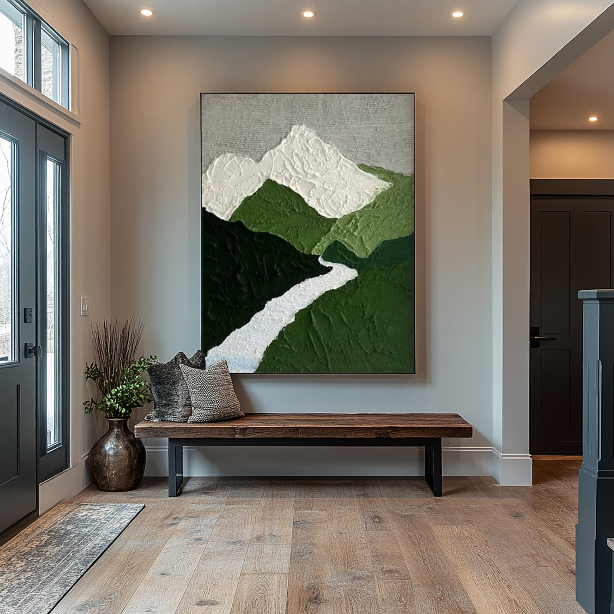 Modern Abstract Art with Textured Mountains and White River #BGA 357 - Image 2