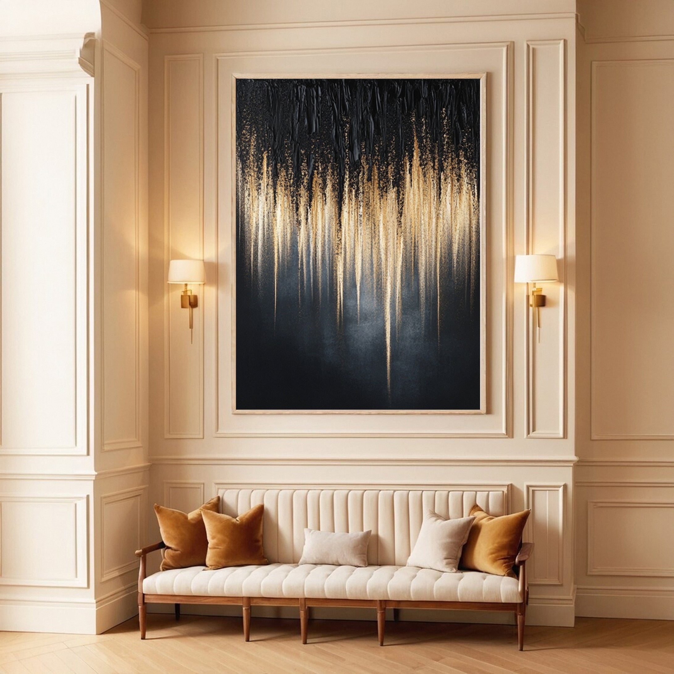 Black Gold Elegance Large Contemporary Wall Decor #BM 134 - Image 7