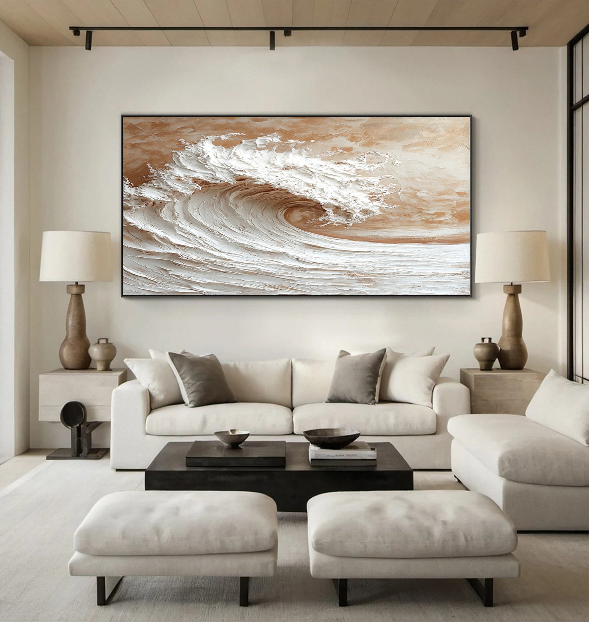 Impasto Ocean Wave Painting Textured Seascape Art #WG 036