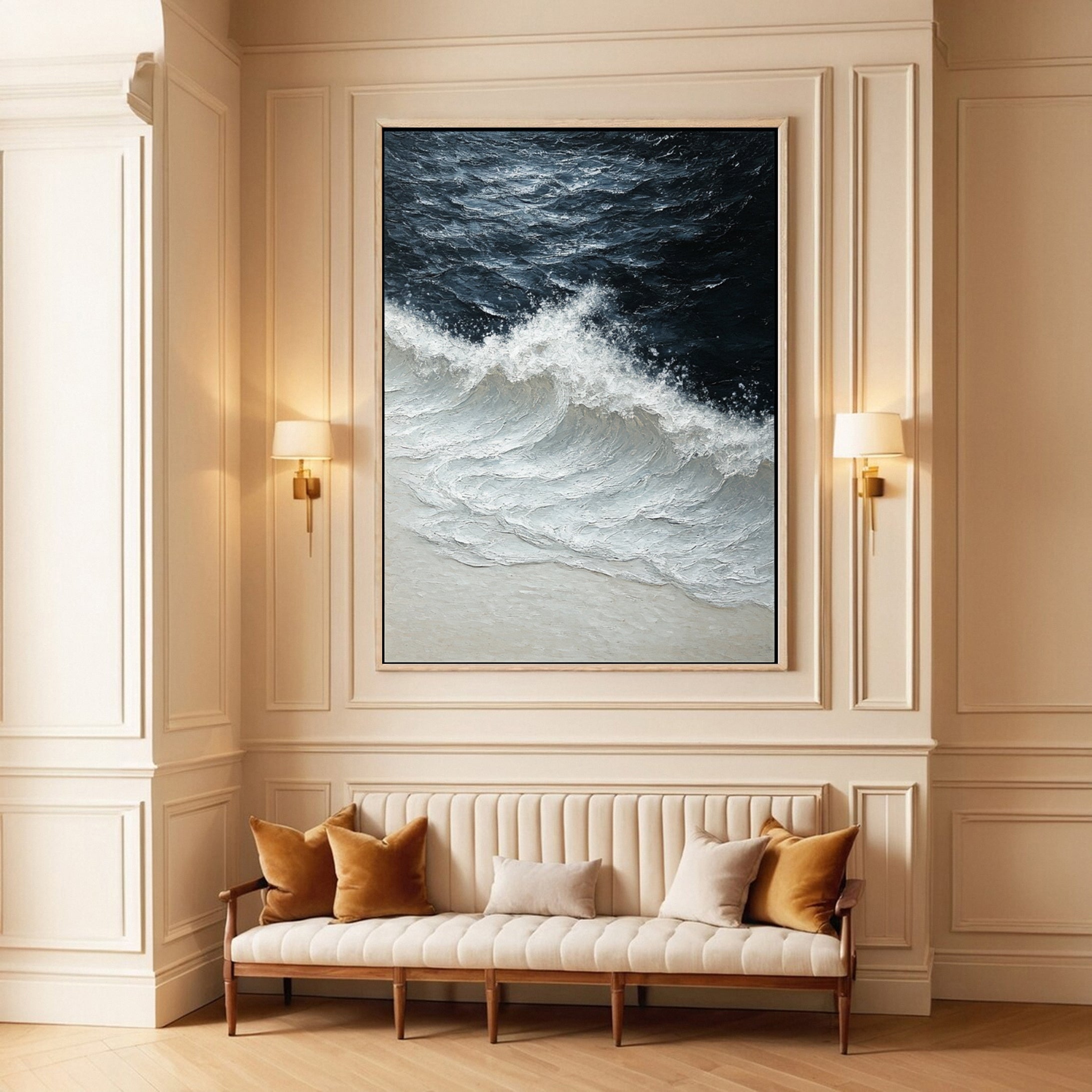 Luxury Ocean Wave Art with 3D Textured Finish for Upscale Homes #OP 040 - Image 7