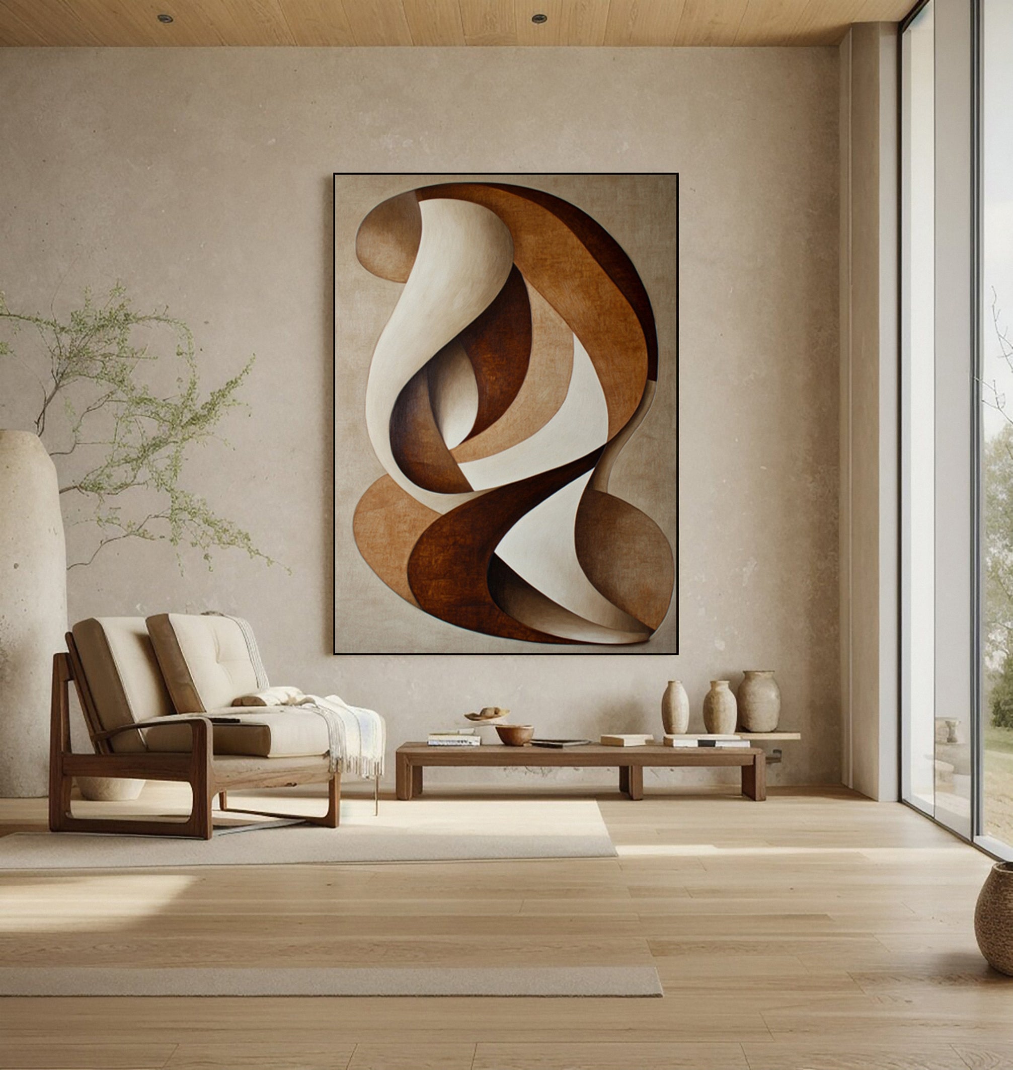 Abstract Dance: Swirling Rhythms in Warm Neutral Hues #BGA 297 - Image 3